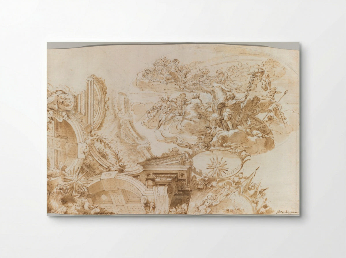 The Apotheosis of Romulus: Design for a Ceiling - Domenico Maria Canuti - Poster