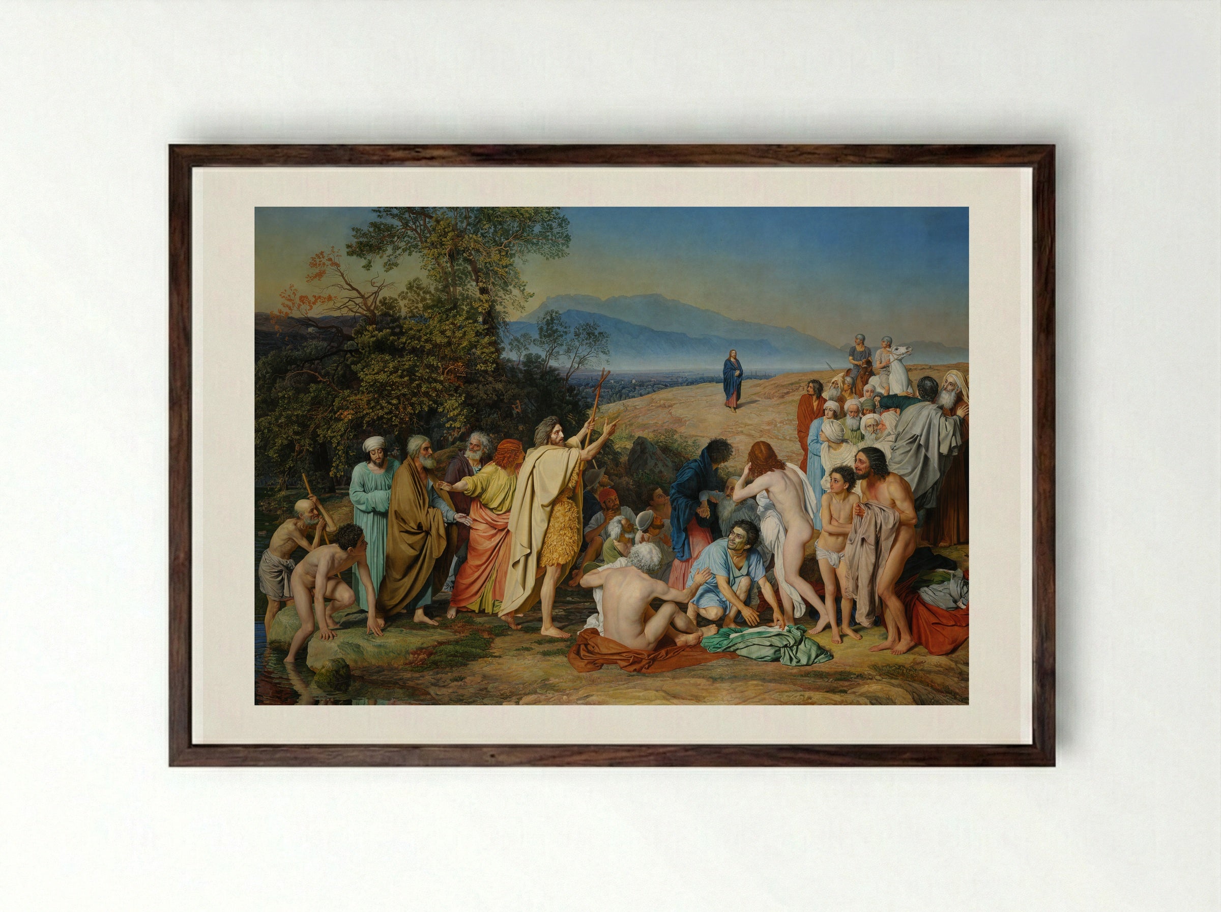 The Appearance of Christ to the People - Alexander Ivanov - Framed Print Dark Wood