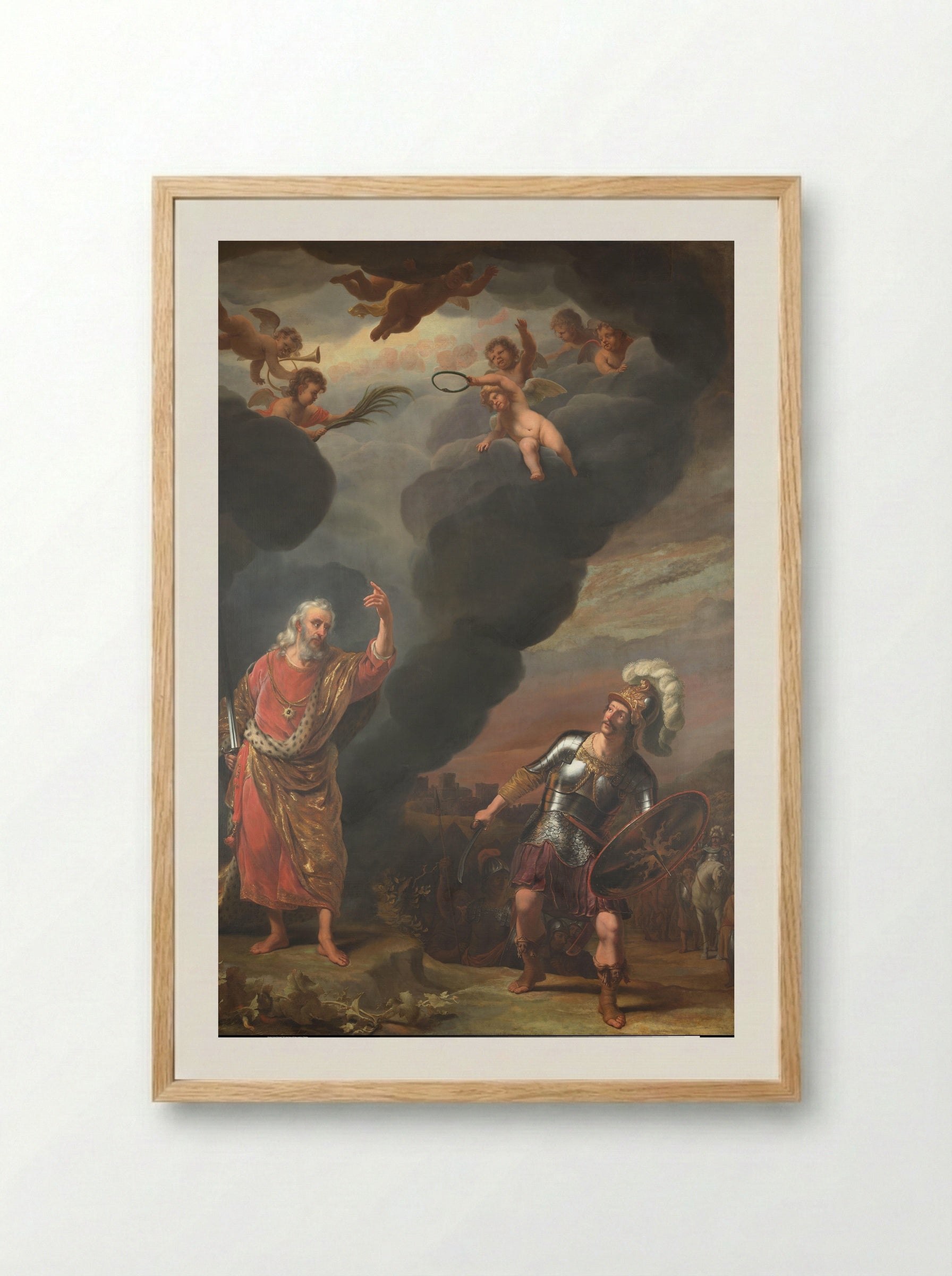 The Appearance of the Captain of the Lord's Host to Joshua - Ferdinand Bol - Framed Print Wood