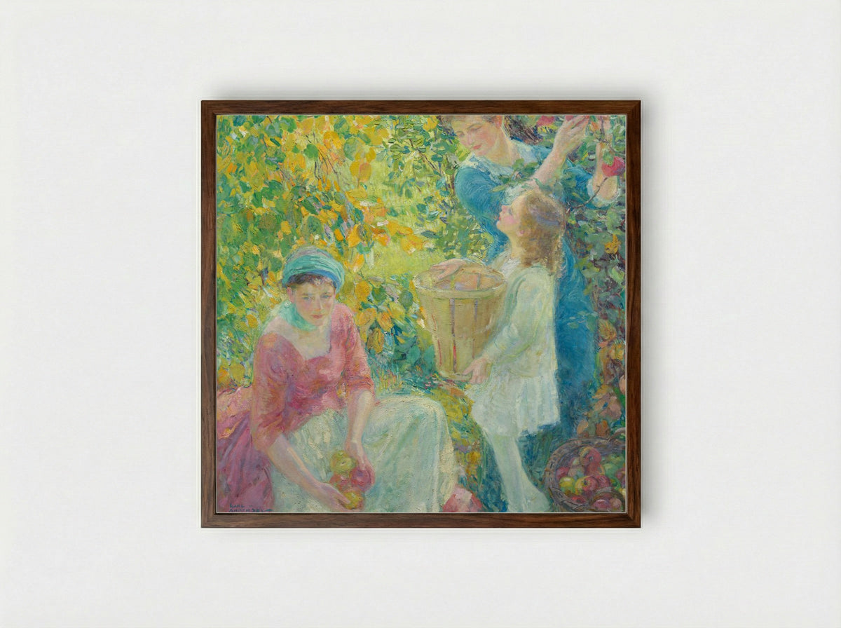 The Apple Gatherers - Karl Anderson - Framed Print Dark Wood
