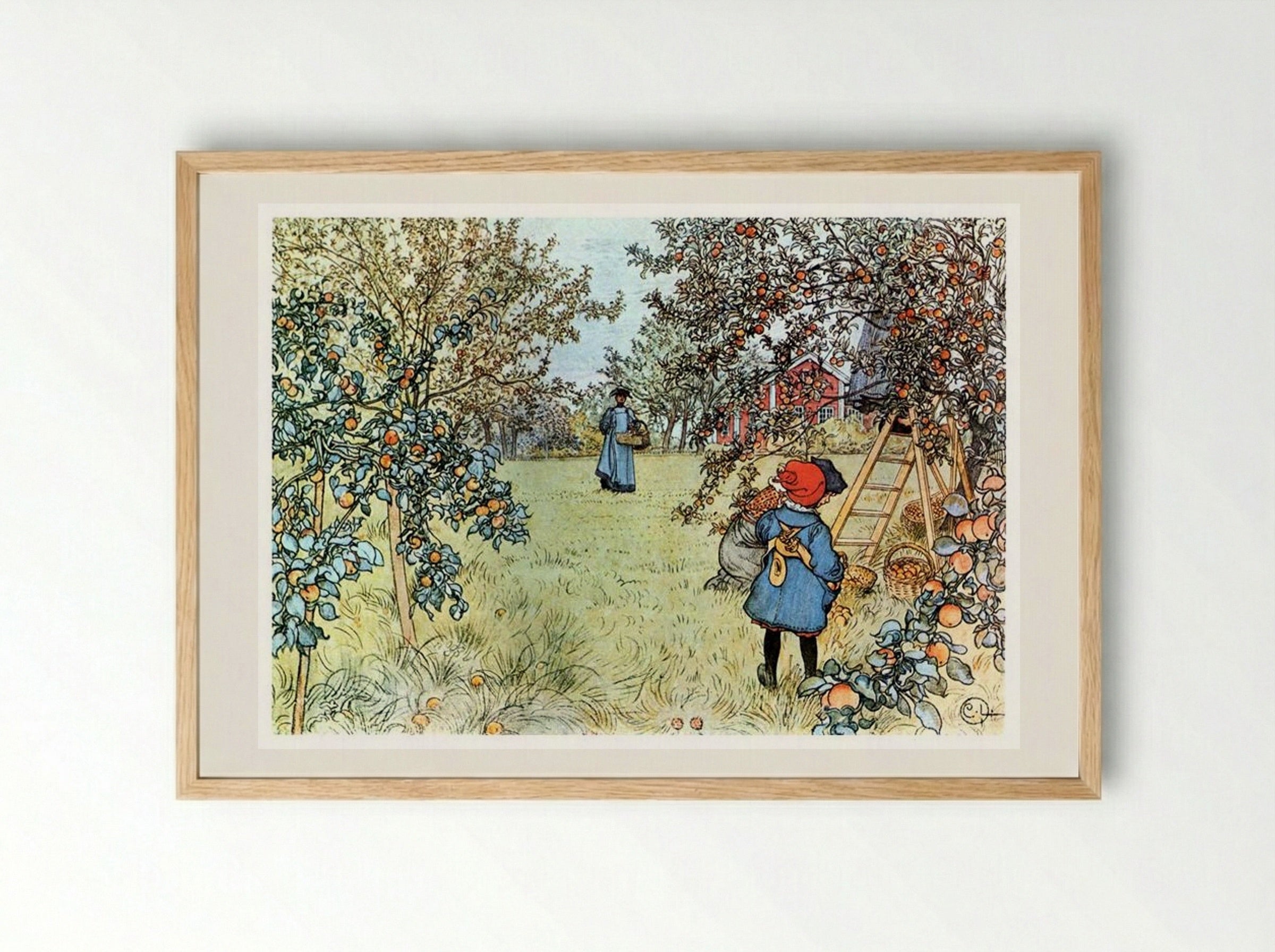 The Apple Harvest - Carl Larsson - Framed Print Wood
