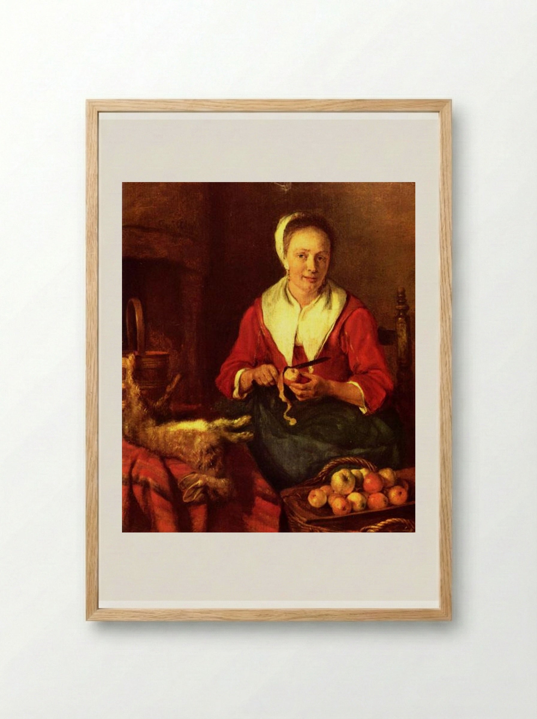 The Apple Peeler - Gabriel Metsu - Framed Print Wood