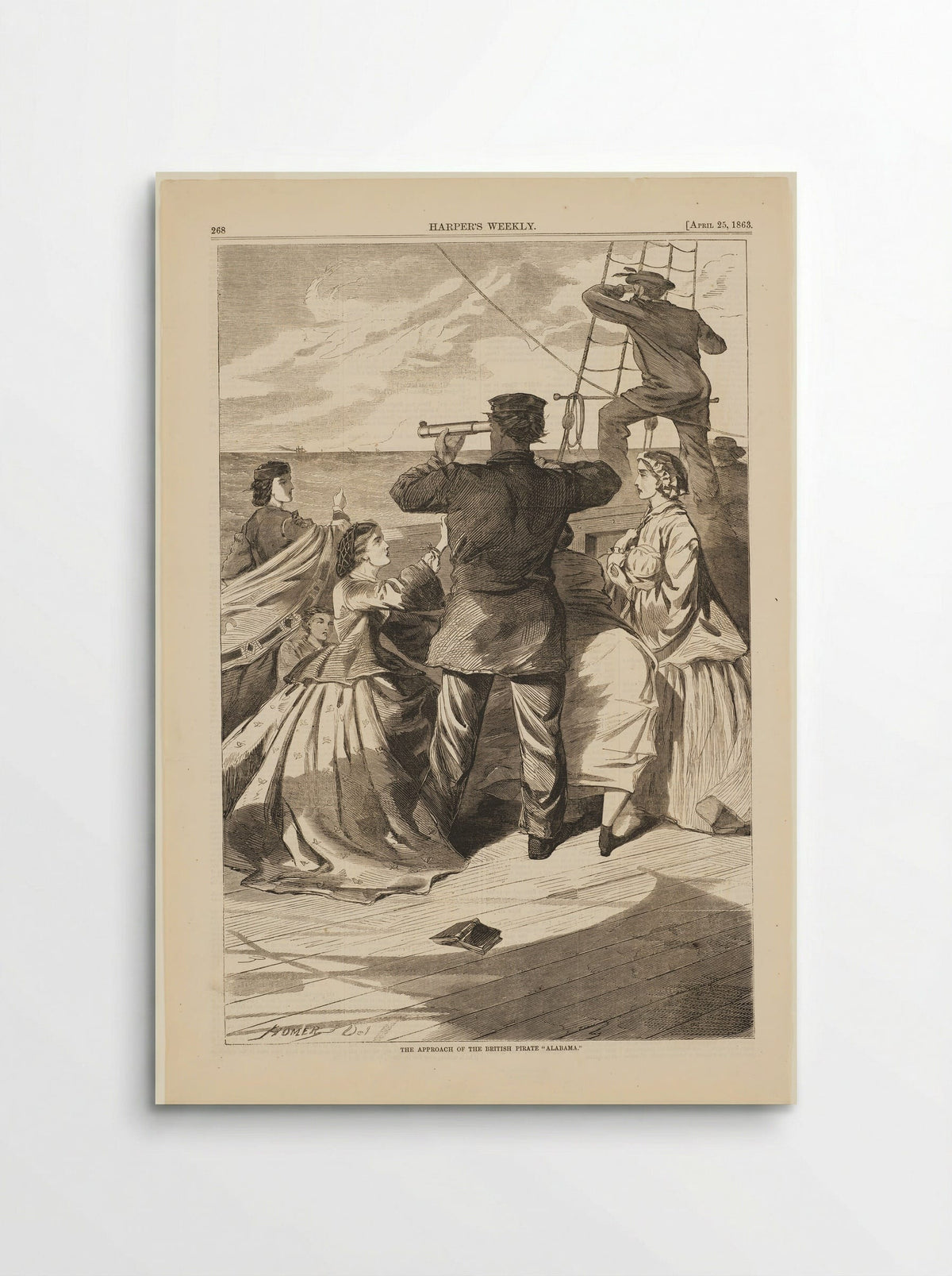The Approach of the British Pirate Alabama - Winslow Homer - Poster
