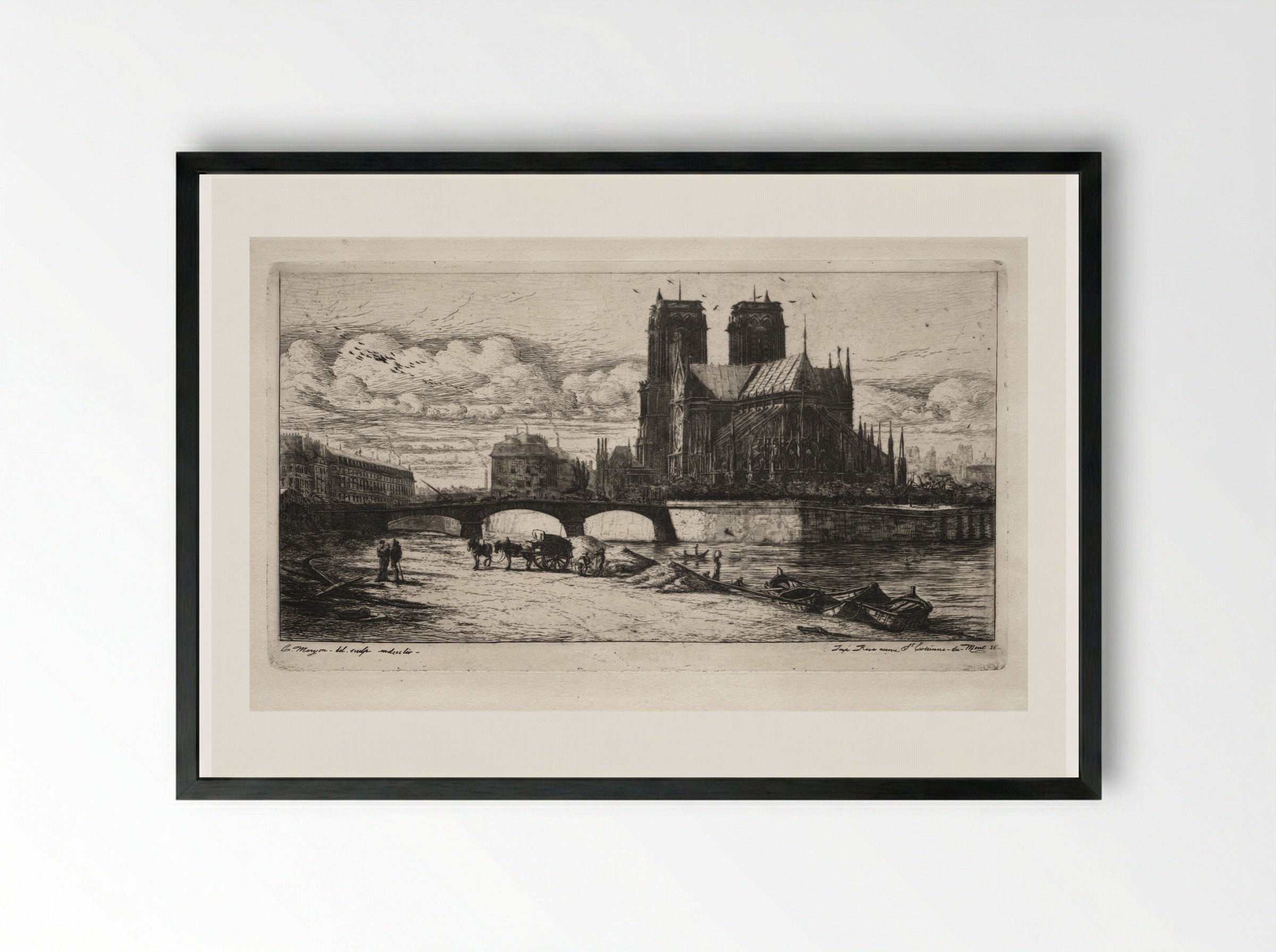 The Apse of Notre Dame, Paris - Charles Meryon - Framed Print Black