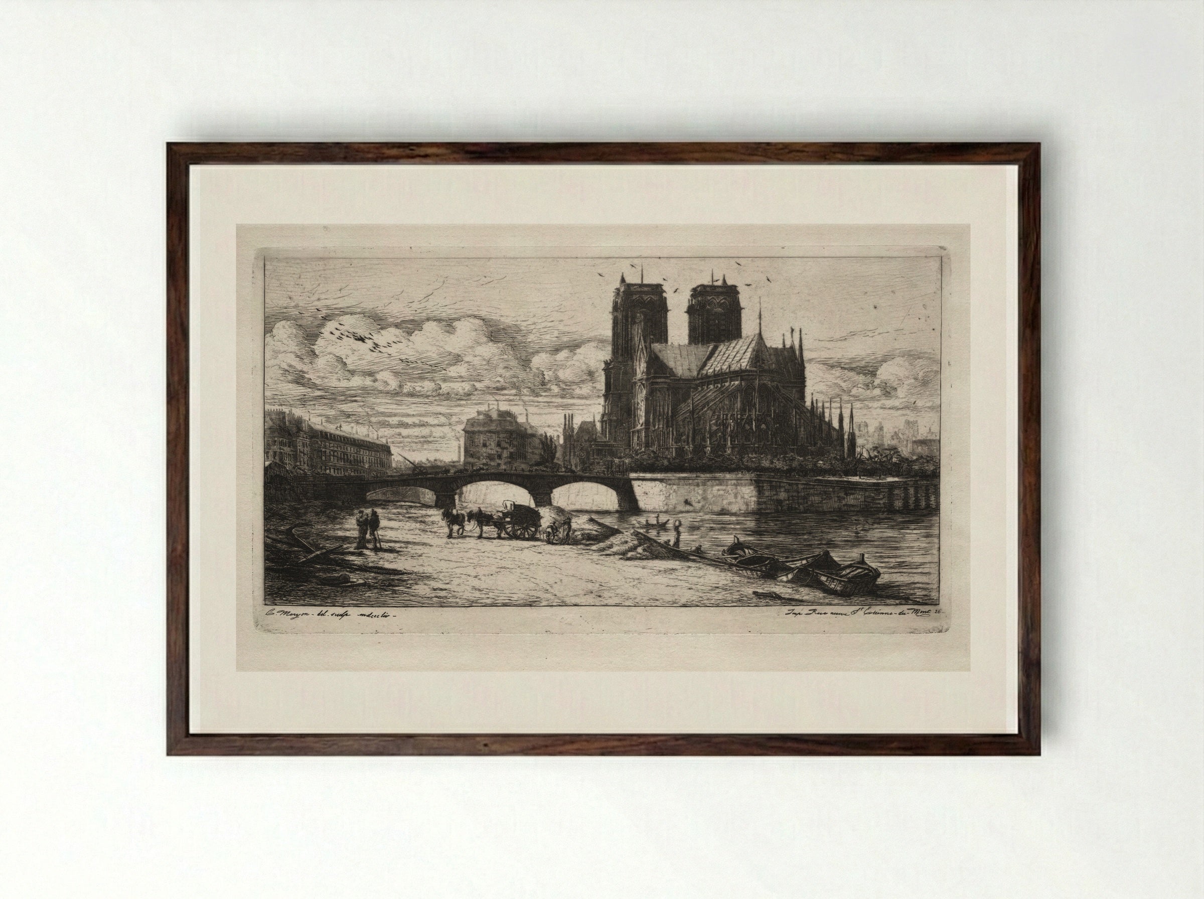 The Apse of Notre Dame, Paris - Charles Meryon - Framed Print Dark Wood