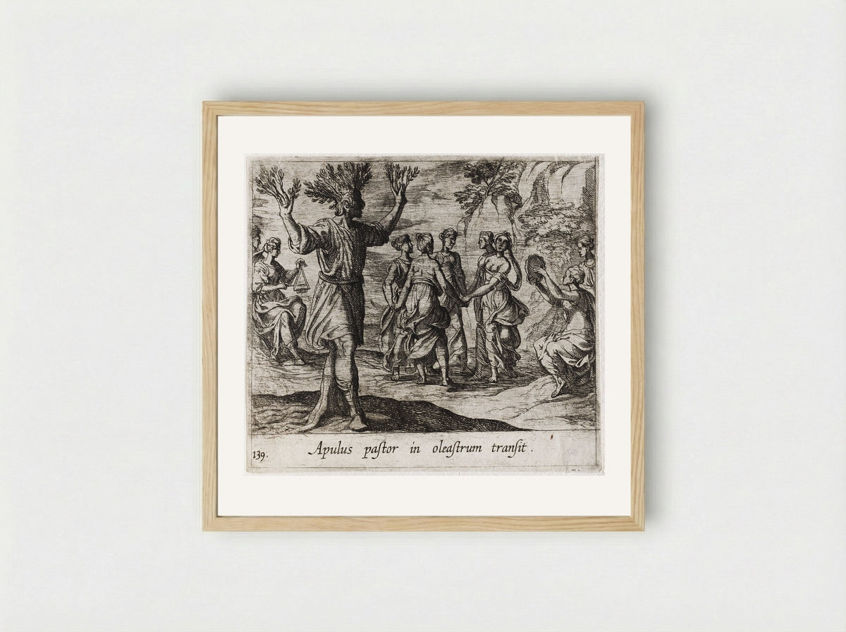 The Apulian Shepherd Changed into an Olive Tree - Antonio Tempesta - Framed Print Wood