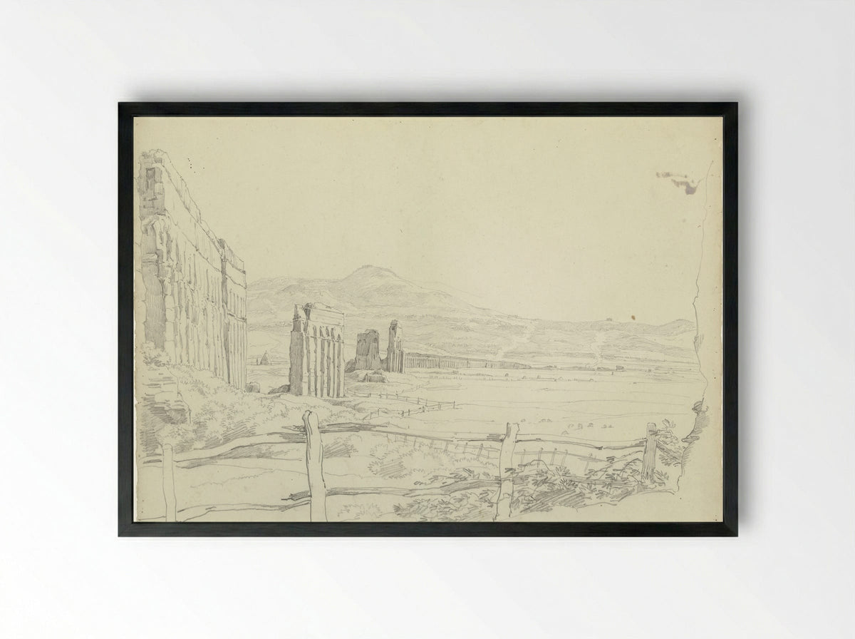 The Aqueduct of the Aqua Claudia, Seen Towards the Mountains - Hendrik Voogd - Framed Print Black