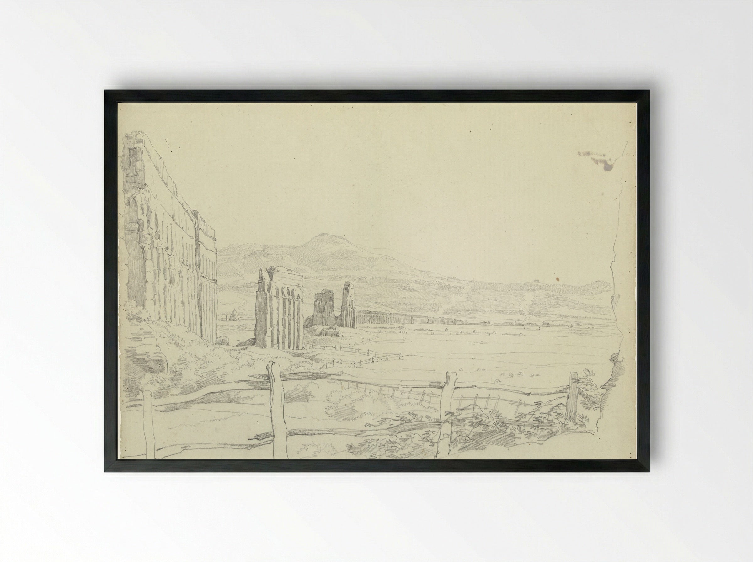 The Aqueduct of the Aqua Claudia, Seen Towards the Mountains - Hendrik Voogd - Framed Print Black