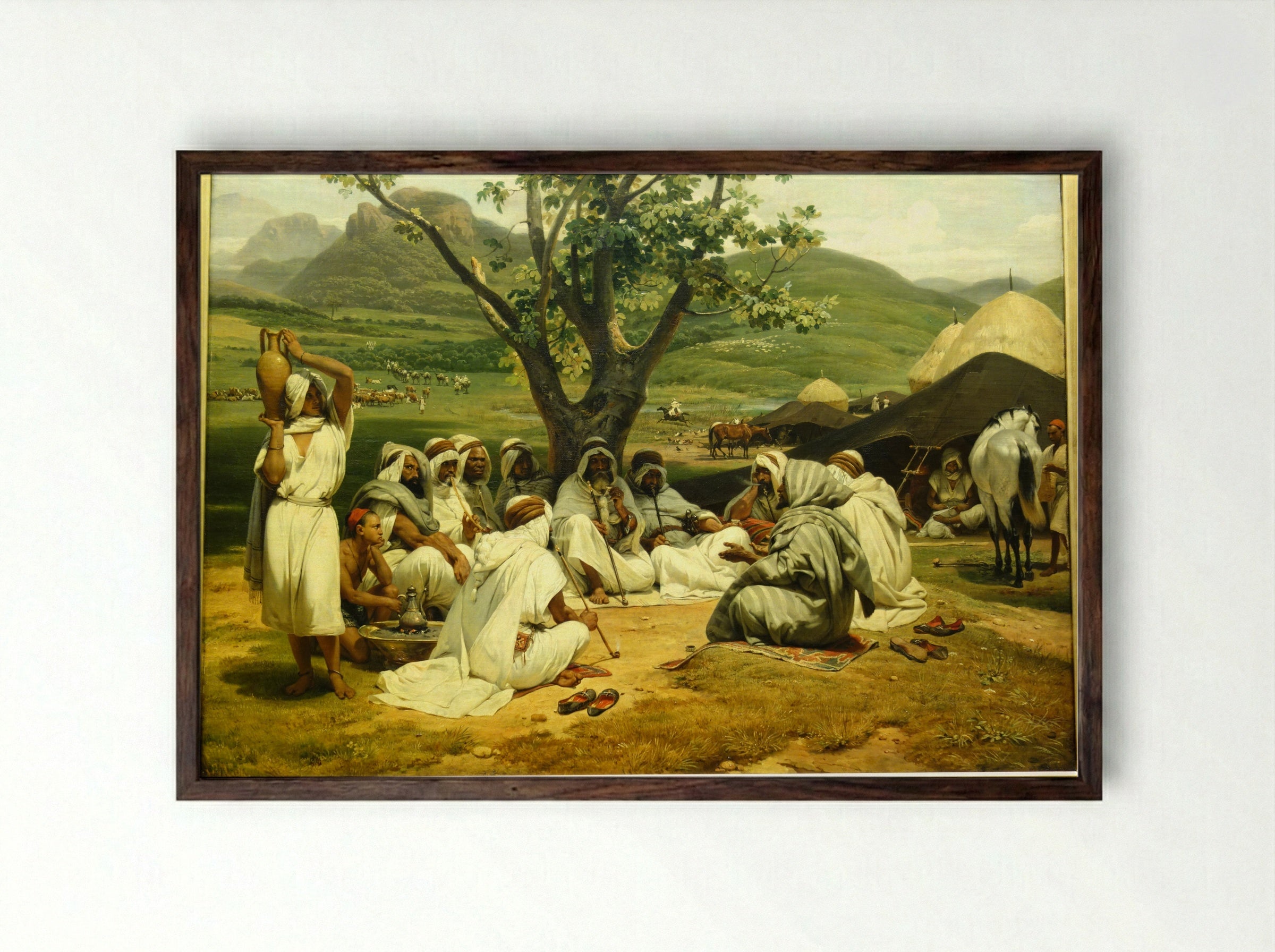 The Arab Tale-Teller - Horace Vernet - Framed Print Dark Wood