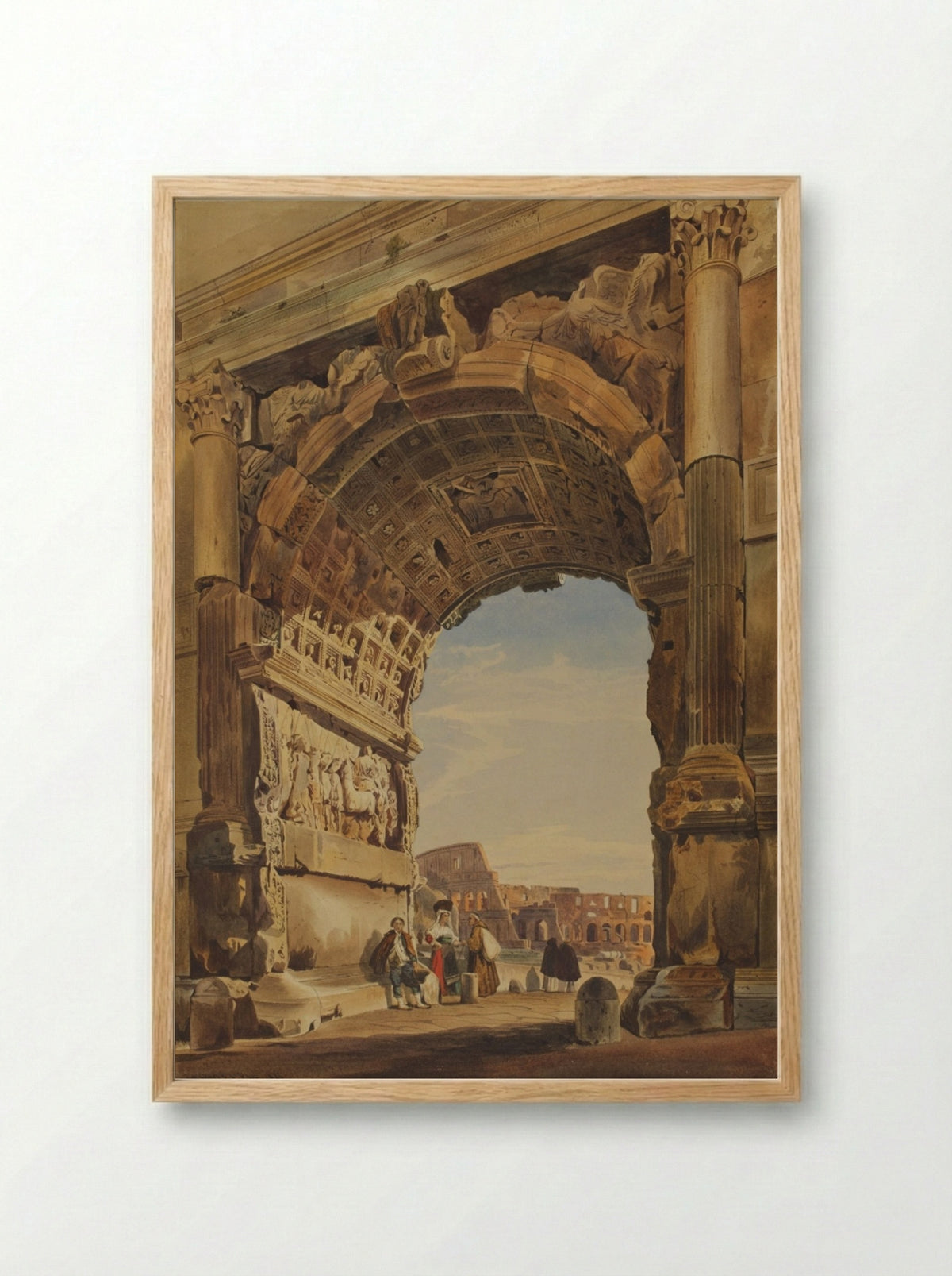The Arch of Titus and the Coliseum, Rome - Thomas Hartley Cromek - Framed Print Wood
