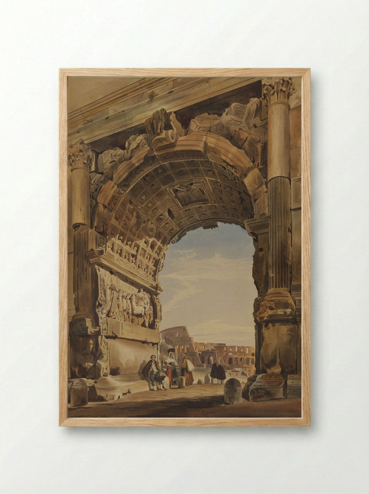 The Arch of Titus and the Coliseum, Rome - Thomas Hartley Cromek - Framed Print Wood