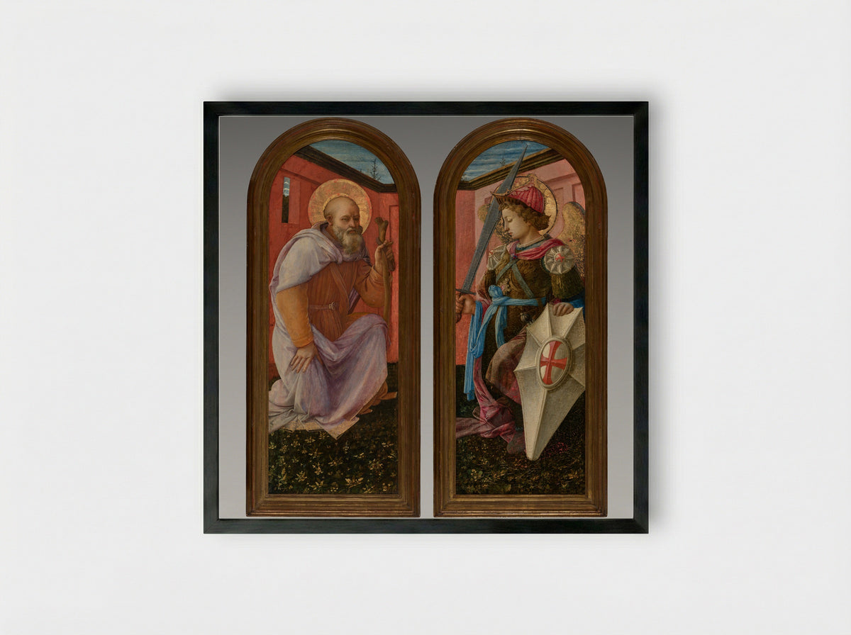 The Archangel Michael and St. Anthony Abbot - Fra Filippo Lippi - Framed Print Black