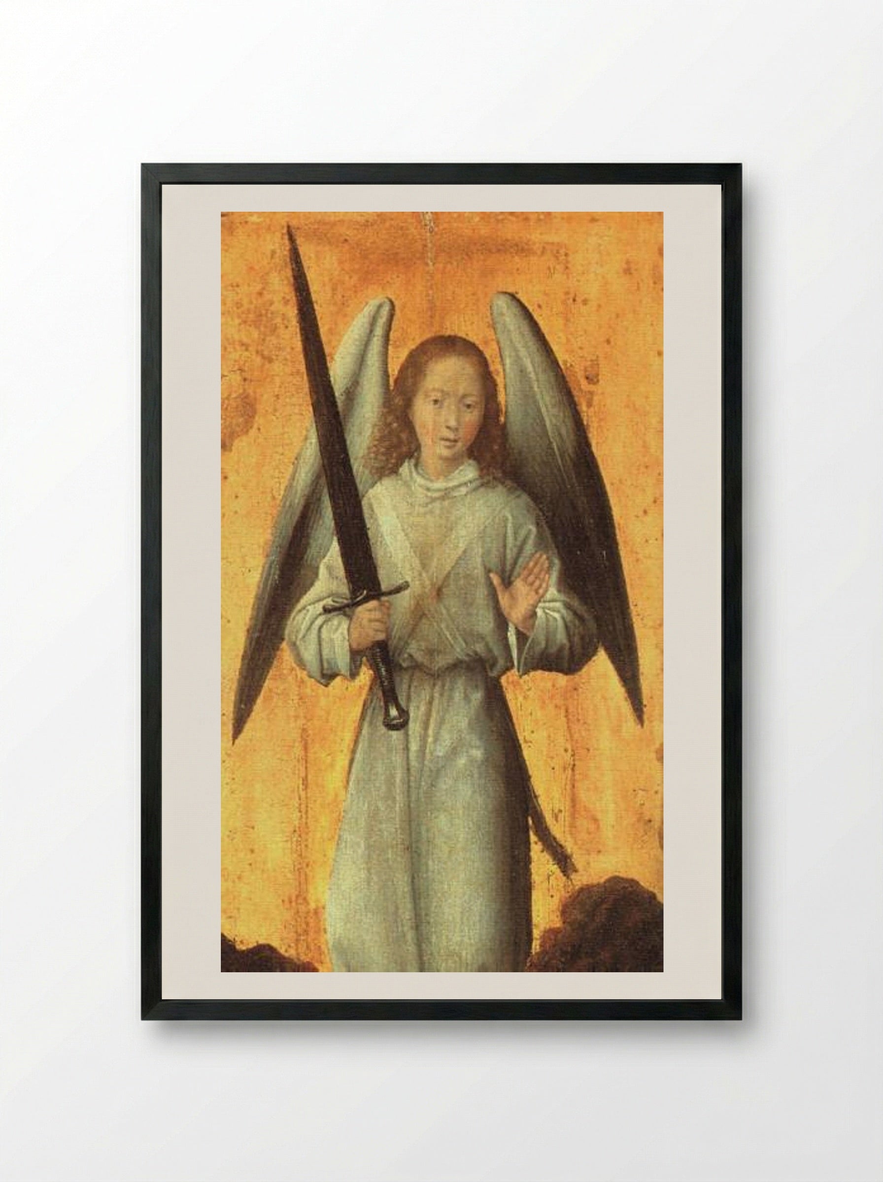 The Archangel Michael - Hans Memling - Framed Print Black