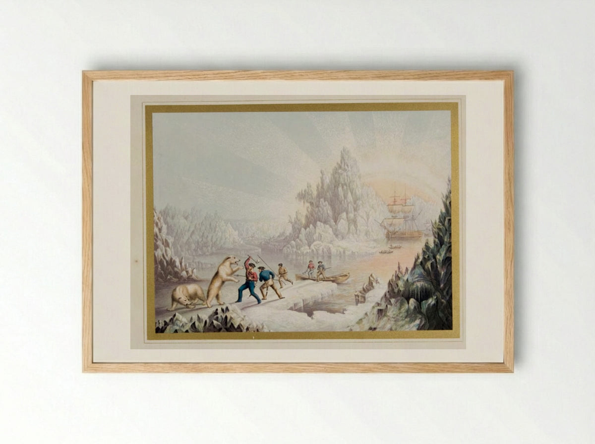 The Arctic Expedition in Search of Sir John Franklin - George Baxter - Framed Print Wood
