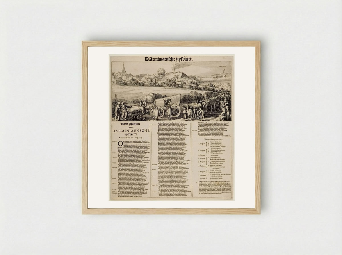 The Arminian Decree: Farmer's Talk over the Arminian Decree - Claes Jansz. Visscher - Framed Print Wood