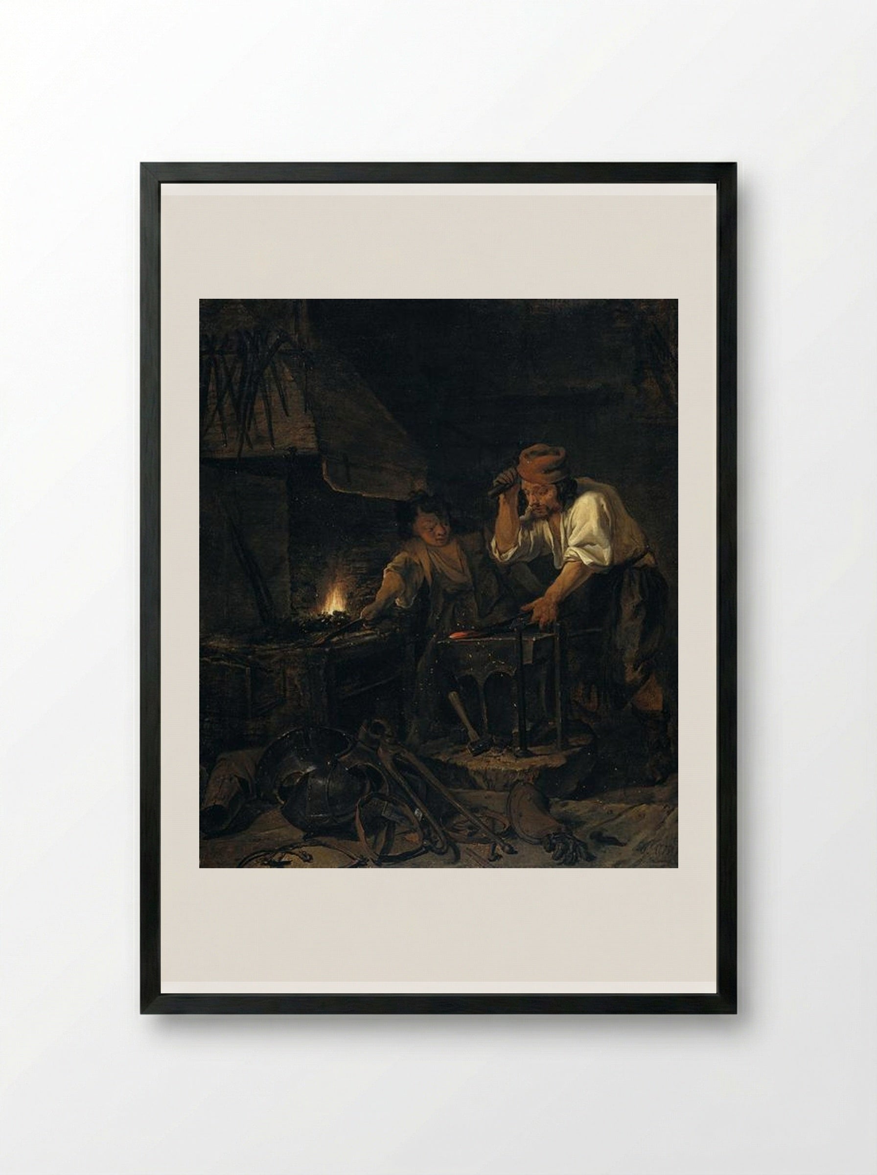 The Armorer - Gabriel Metsu - Framed Print Black