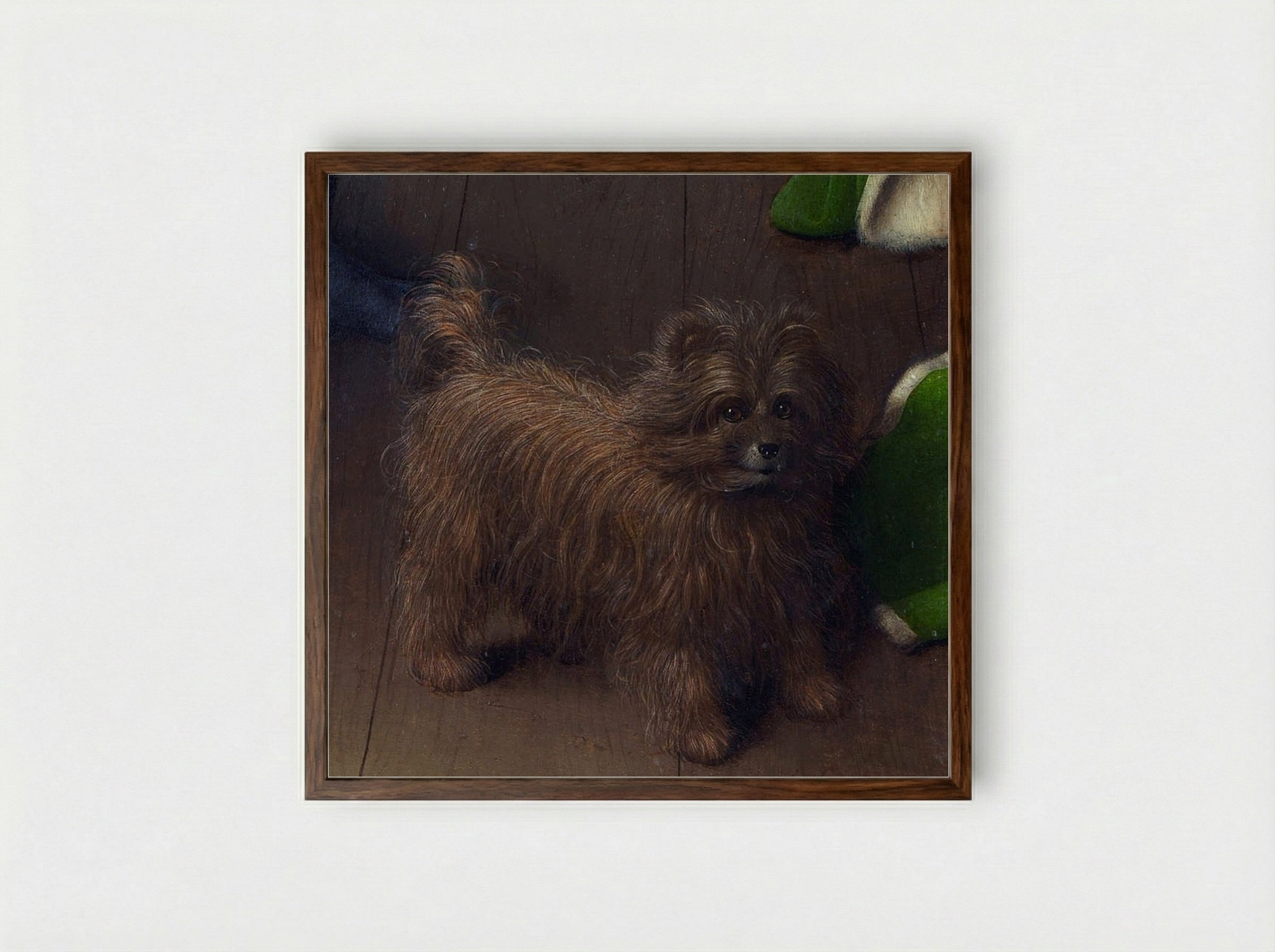 The Arnolfini Dog - Jan van Eyck - Framed Print Dark Wood