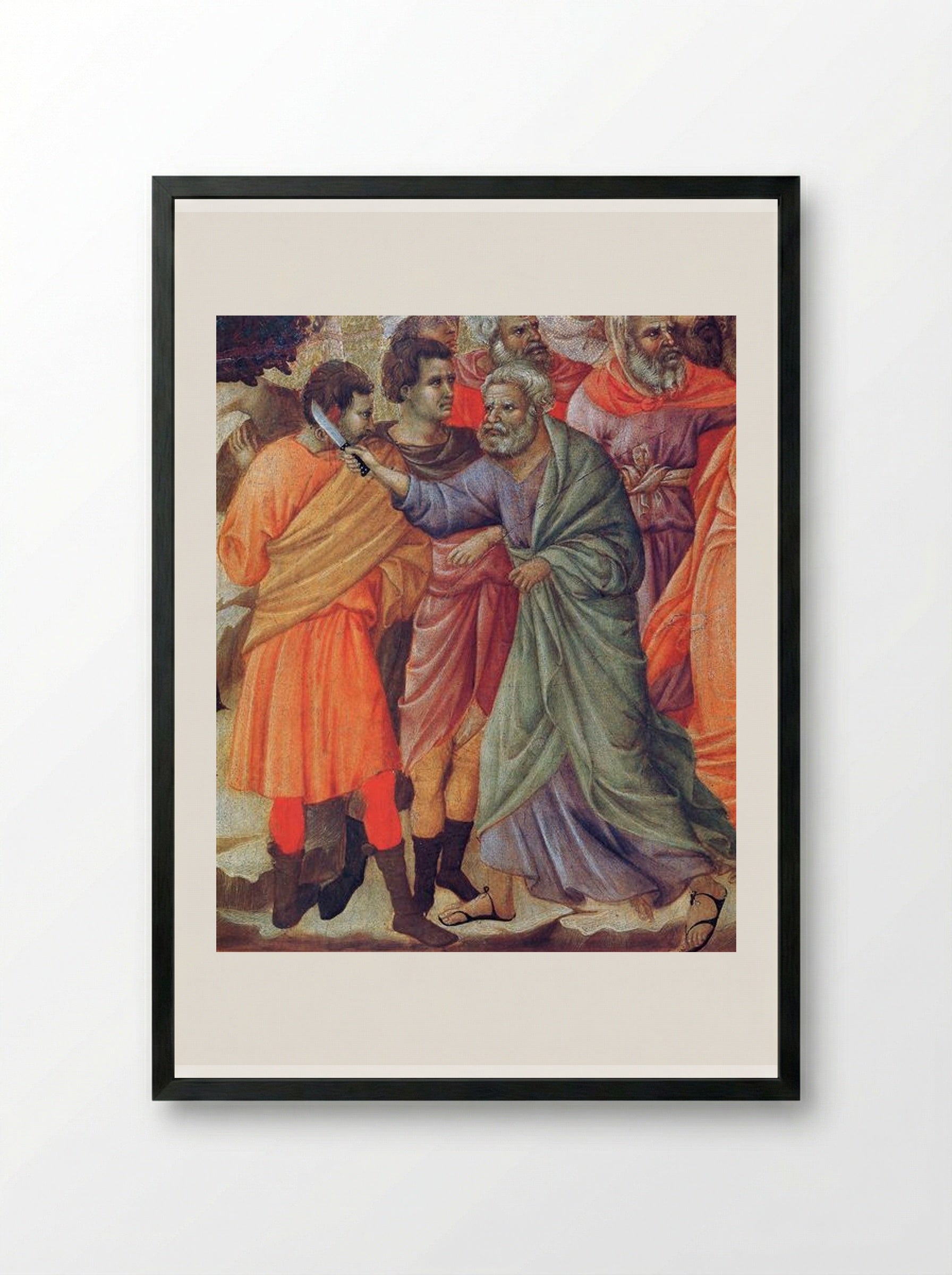 The Arrest of Christ - Duccio di Buoninsegna - Framed Print Black