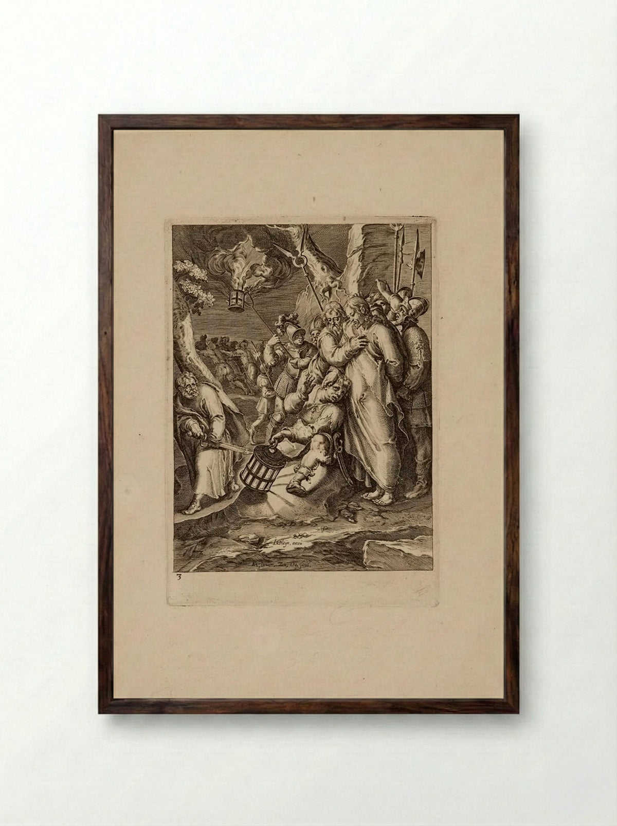 The Arrest of Christ - Zacharias Dolendo - Framed Print Dark Wood