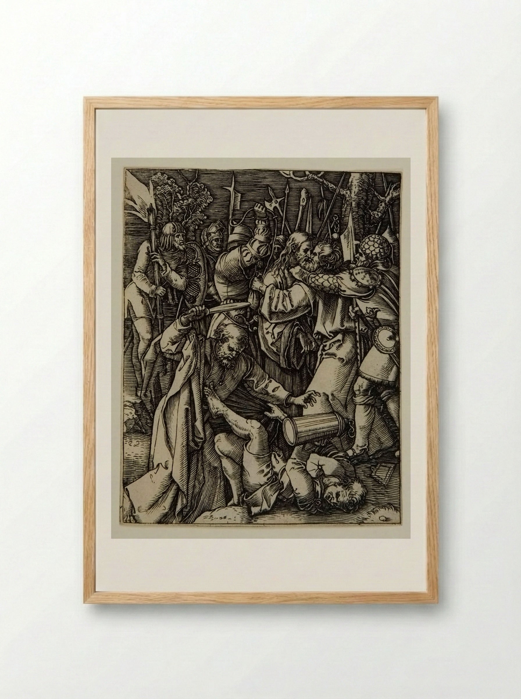 The Arrest of Christ - Marcantonio Raimondi - Framed Print Wood