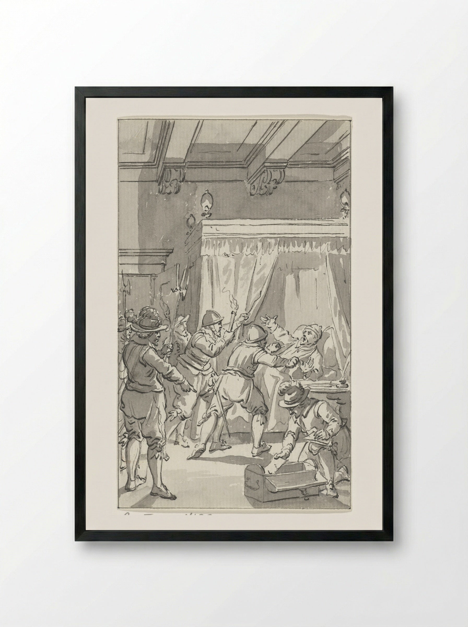 The Arrest of Paulus Buis, Pensionary of Utrecht, 19 July 1586 - Jacobus Buys - Framed Print Black