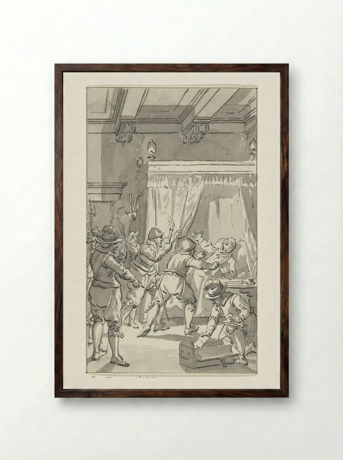 The Arrest of Paulus Buis, Pensionary of Utrecht, 19 July 1586 - Jacobus Buys - Framed Print Dark Wood
