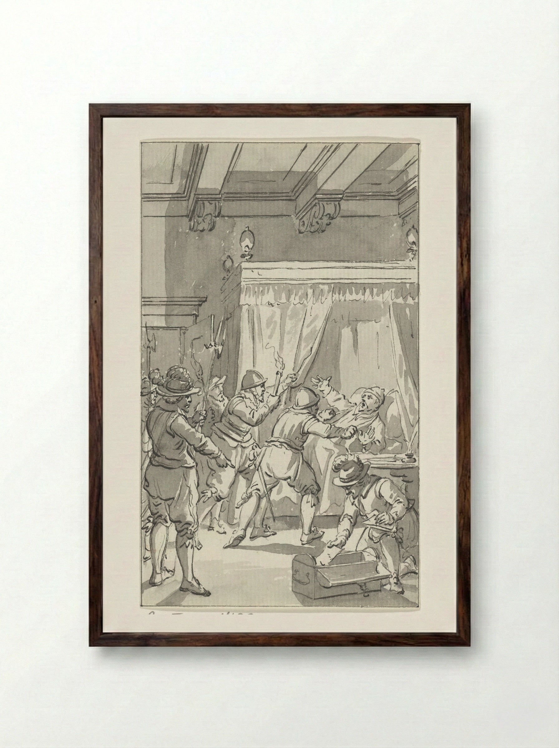 The Arrest of Paulus Buis, Pensionary of Utrecht, 19 July 1586 - Jacobus Buys - Framed Print Dark Wood