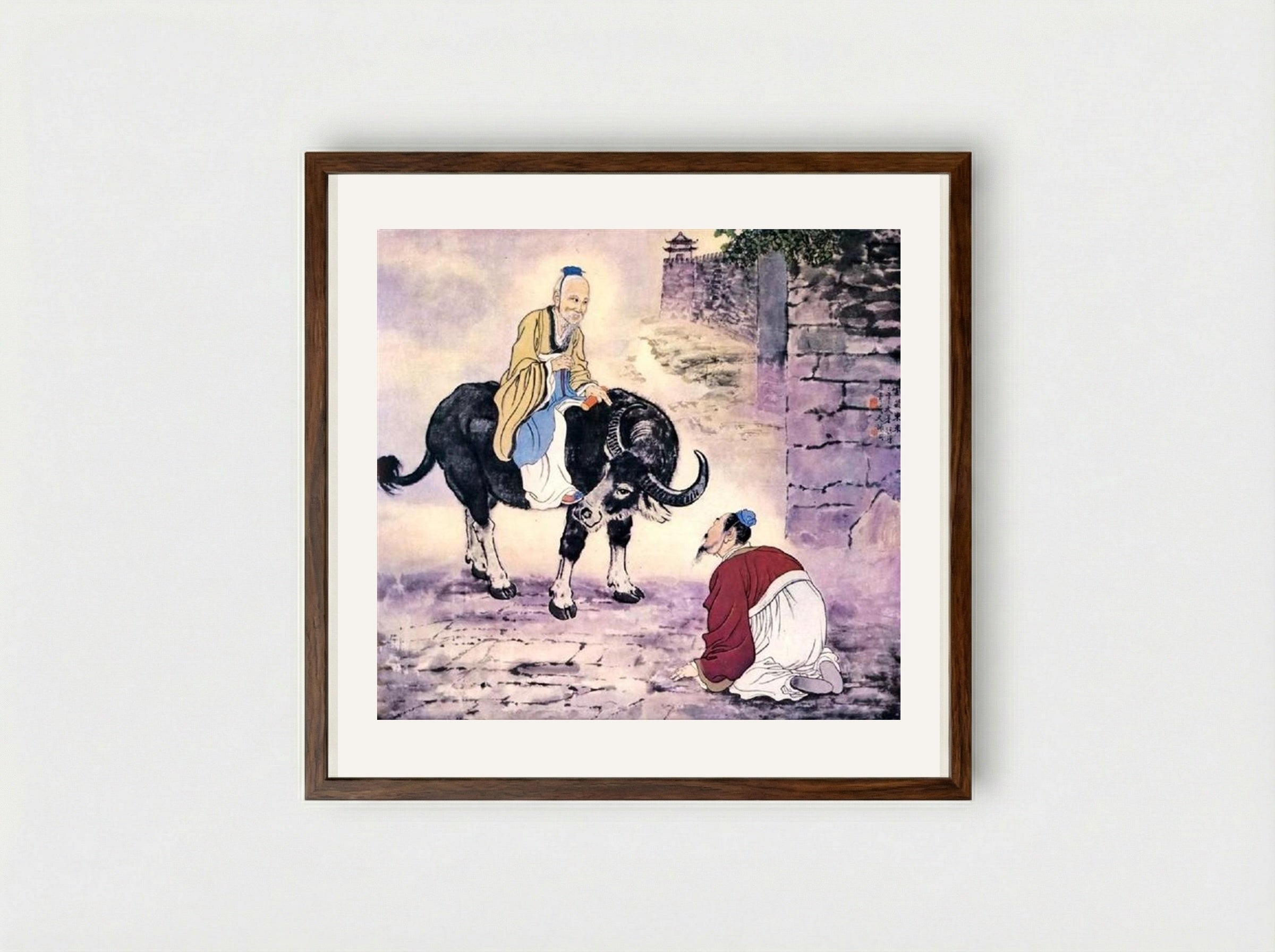 The Arrival of Lao Zi - Xu Beihong - Framed Print Dark Wood