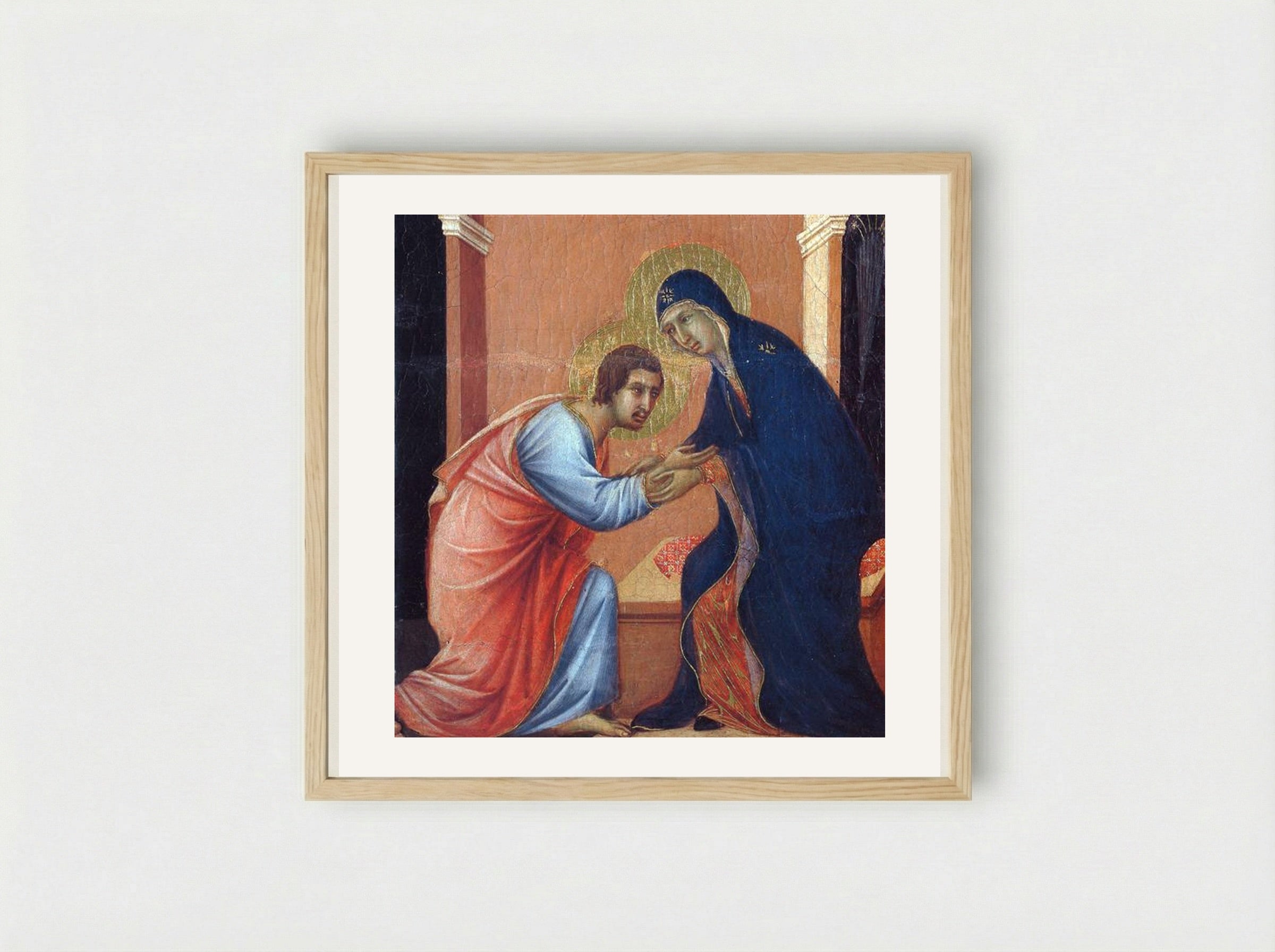 The Arrival of the Apostles to the Virgin (Fragment) - Duccio di Buoninsegna - Framed Print Wood