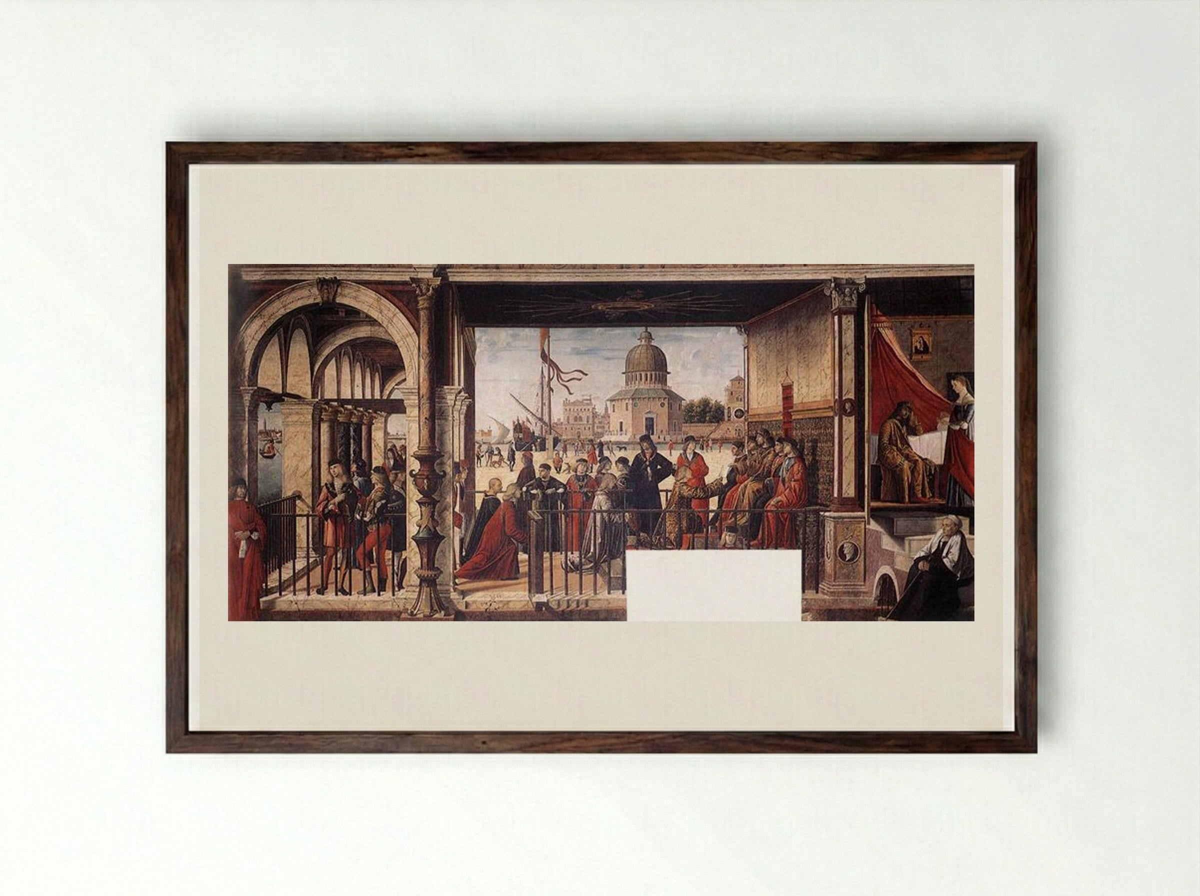 The Arrival of the English Ambassadors - Vittore Carpaccio - Framed Print Dark Wood