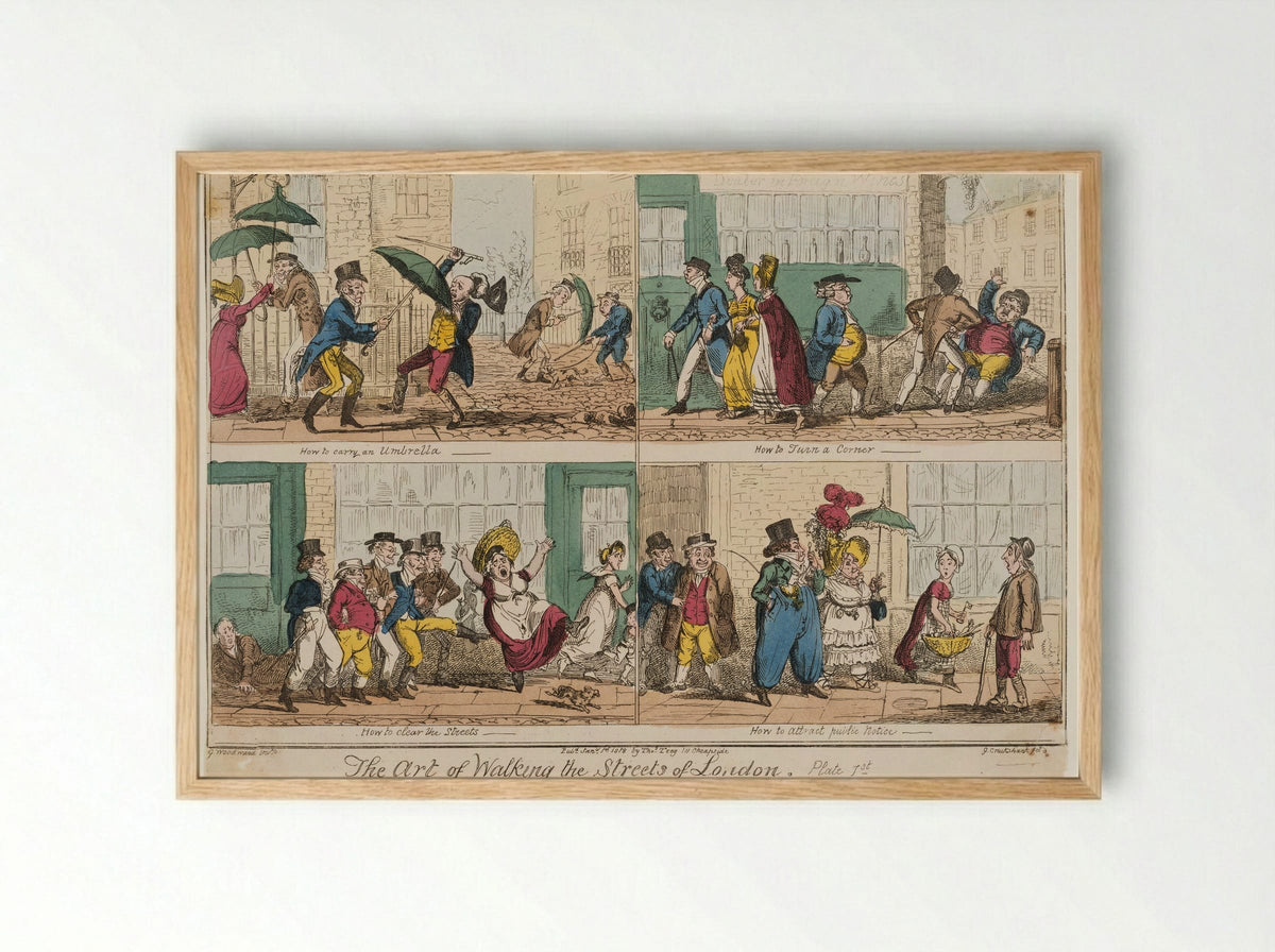 The Art of Walking the Streets of London - George Cruikshank - Framed Print Wood