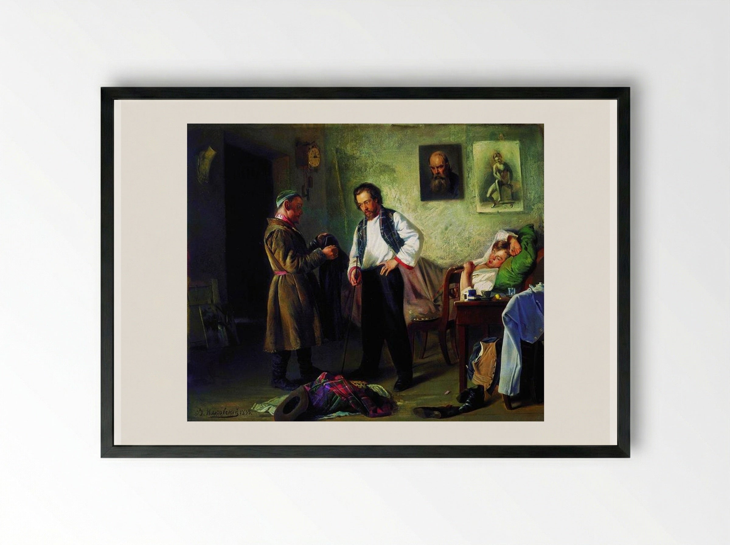 The Artist Selling Old Things to a Tatar - Vladimir Makovsky - Framed Print Black