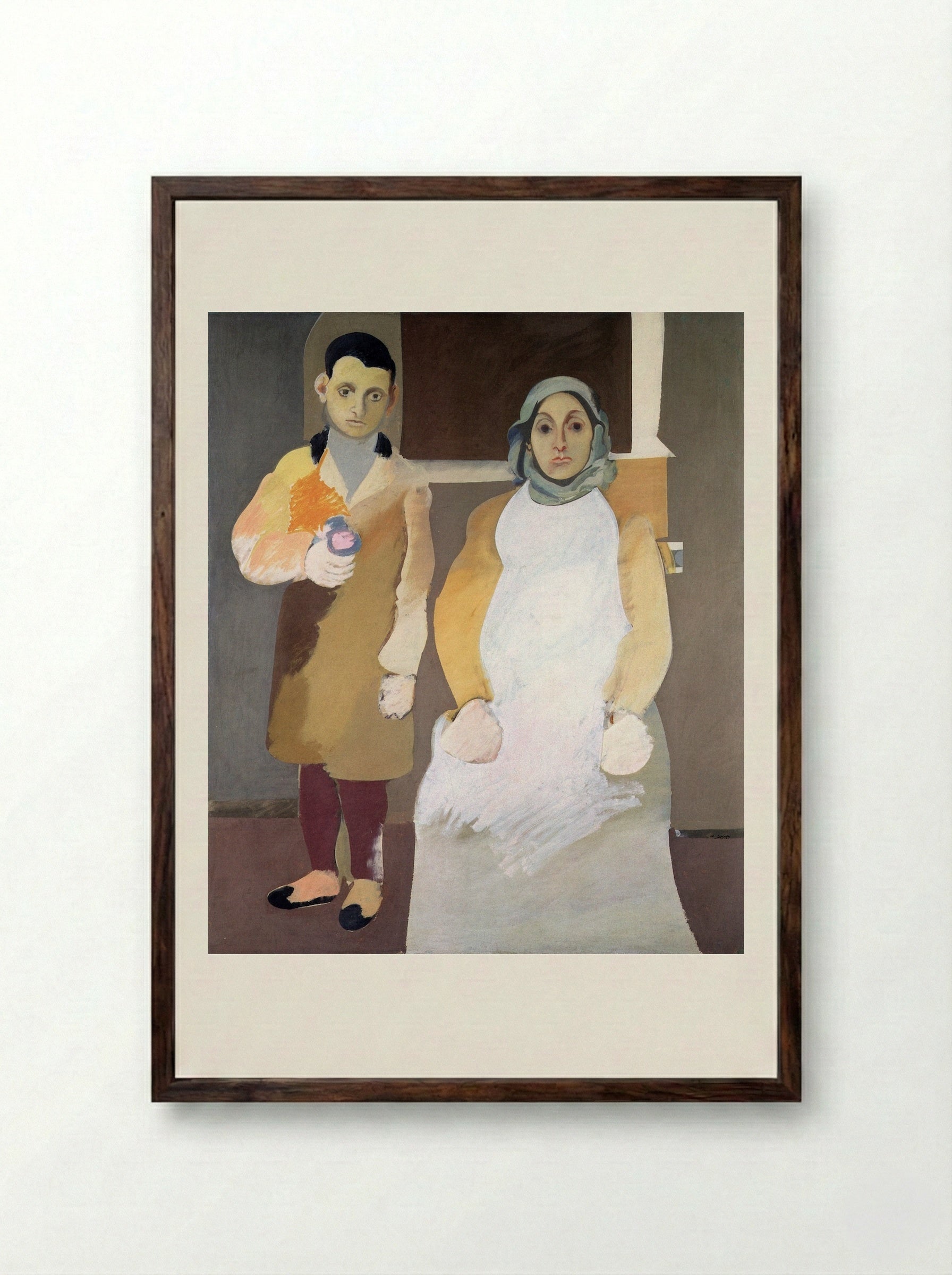 The Artist and His Mother - Arshile Gorky - Framed Print Dark Wood