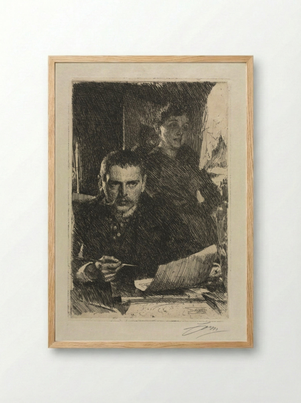 The Artist and His Wife - Anders Zorn - Framed Print Wood