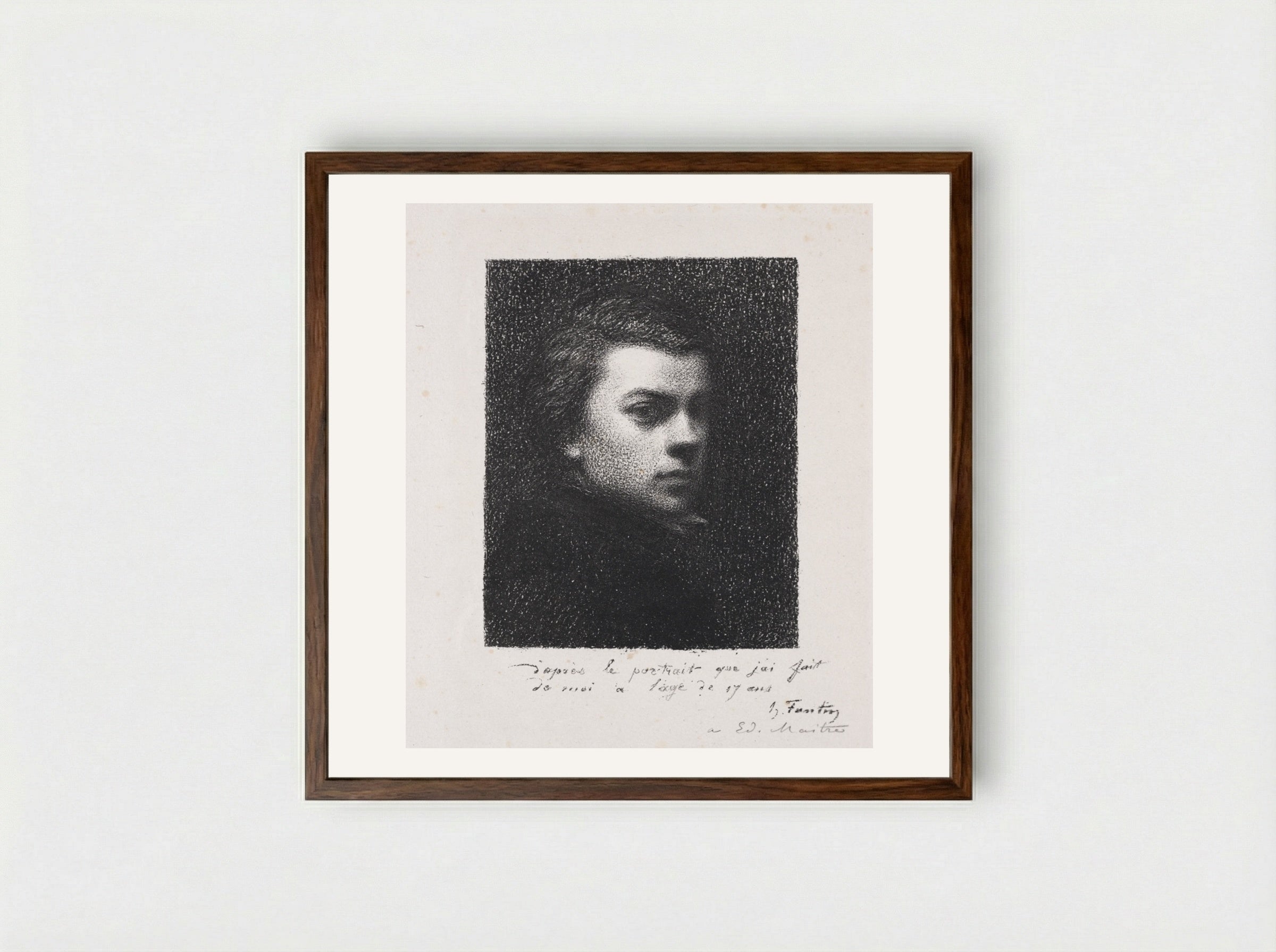 The Artist at 17 Years - Henri Fantin-Latour - Framed Print Dark Wood