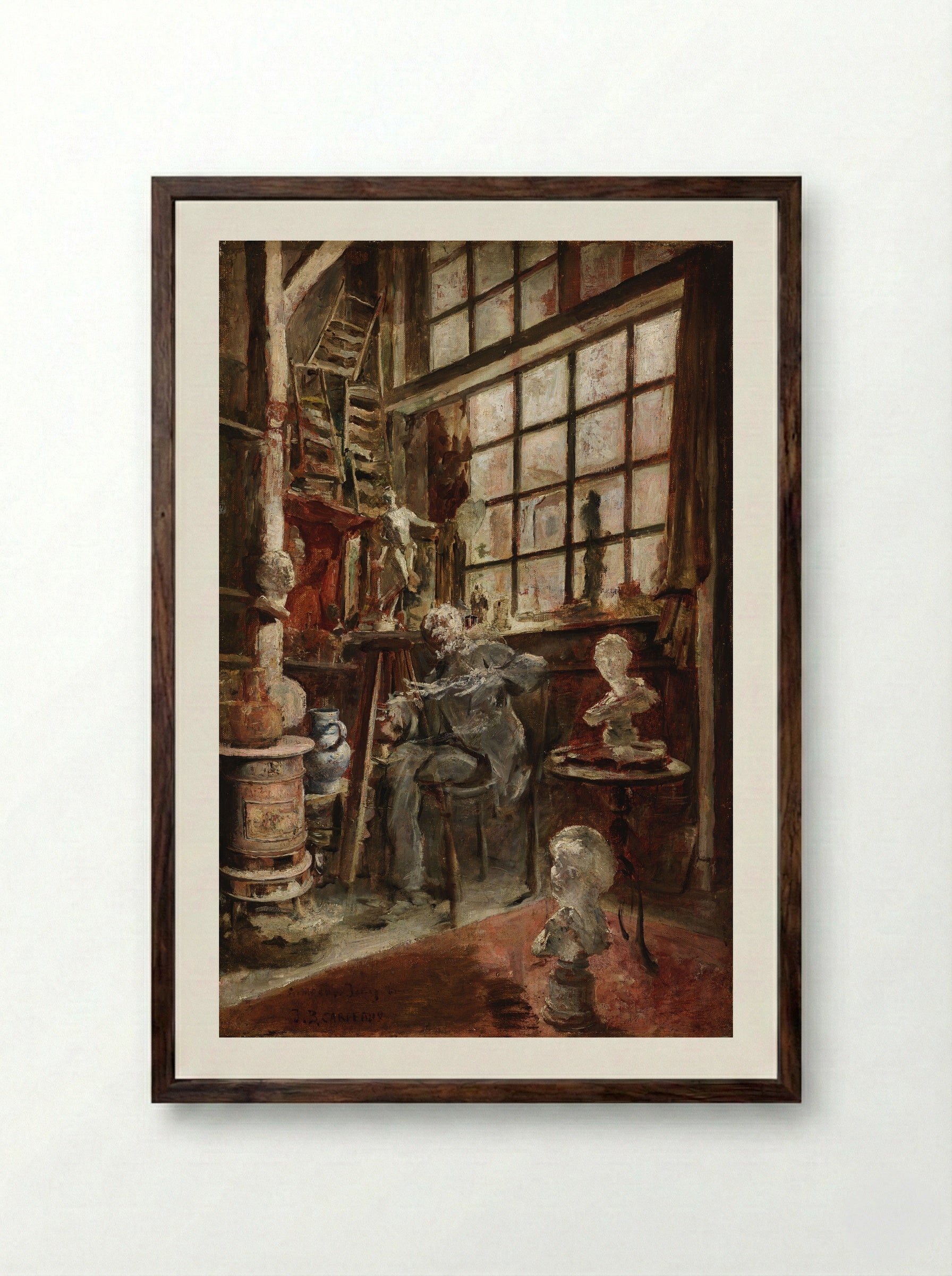 The Artist in his Studio - Jean-Baptiste Carpeaux - Framed Print Dark Wood