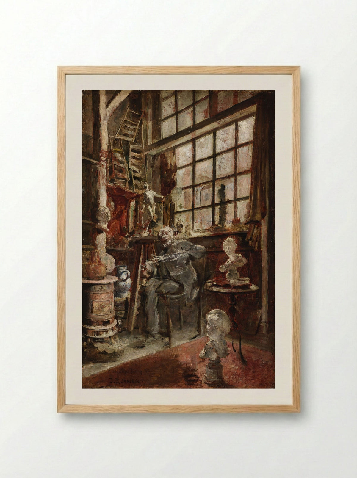 The Artist in his Studio - Jean-Baptiste Carpeaux - Framed Print Wood
