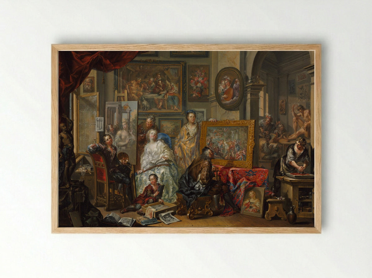 The Artist's Studio - Johann Georg Platzer - Framed Print Wood