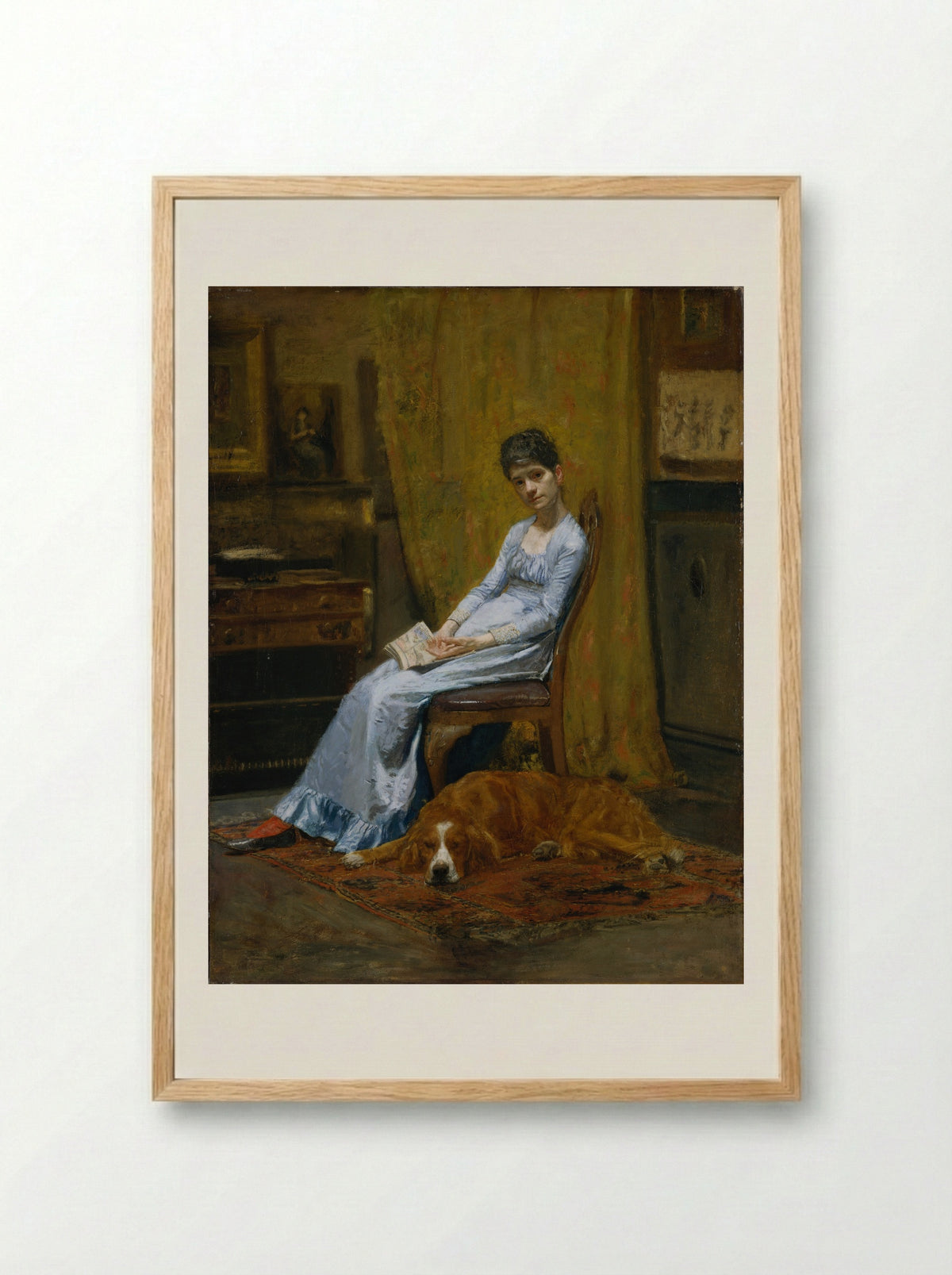 The Artist's Wife and His Setter Dog - Thomas Eakins - Framed Print Wood