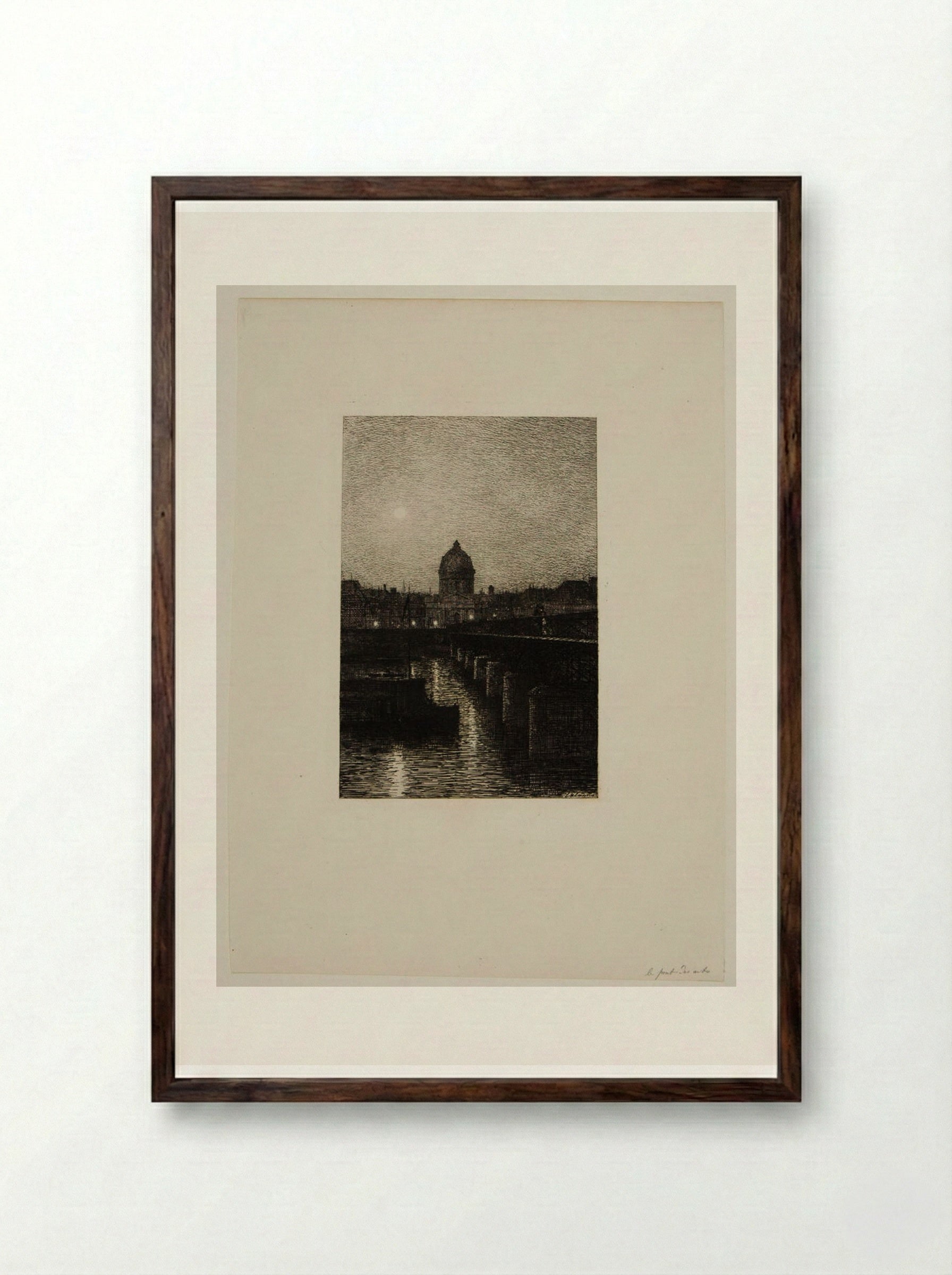 The Arts Bridge and the Institute - Maxime Lalanne - Framed Print Dark Wood