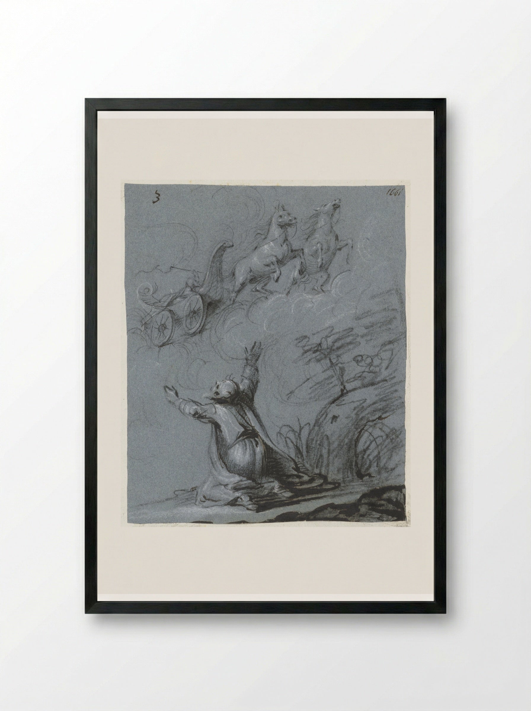 The Ascension of Elijah - Moses ter Borch - Framed Print Black