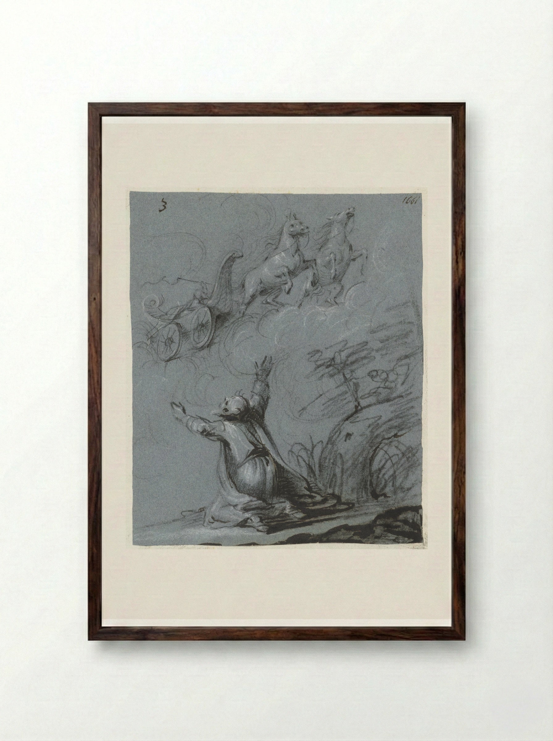 The Ascension of Elijah - Moses ter Borch - Framed Print Dark Wood