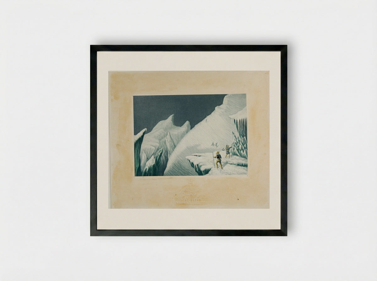 The Ascent of Mont Blanc: The Mur de la Côte - George Baxter - Framed Print Black