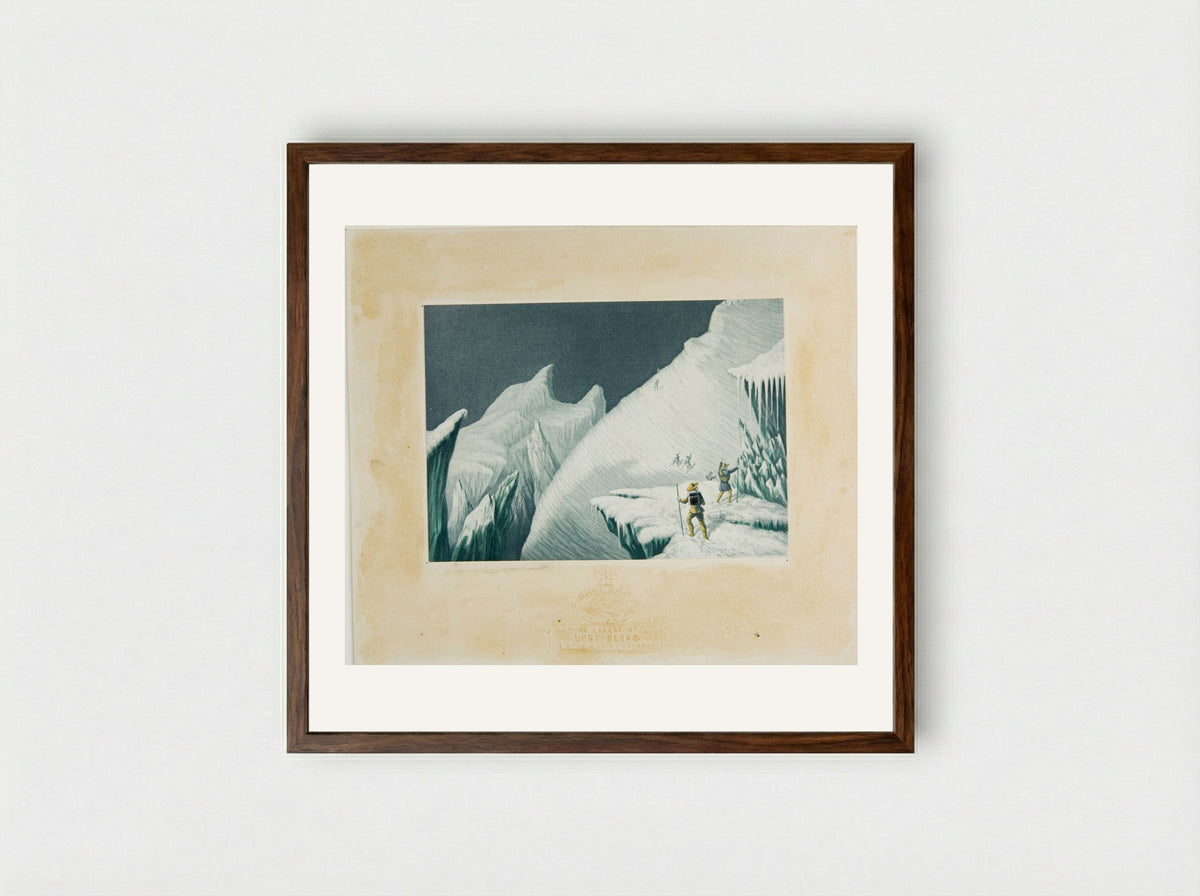 The Ascent of Mont Blanc: The Mur de la Côte - George Baxter - Framed Print Dark Wood