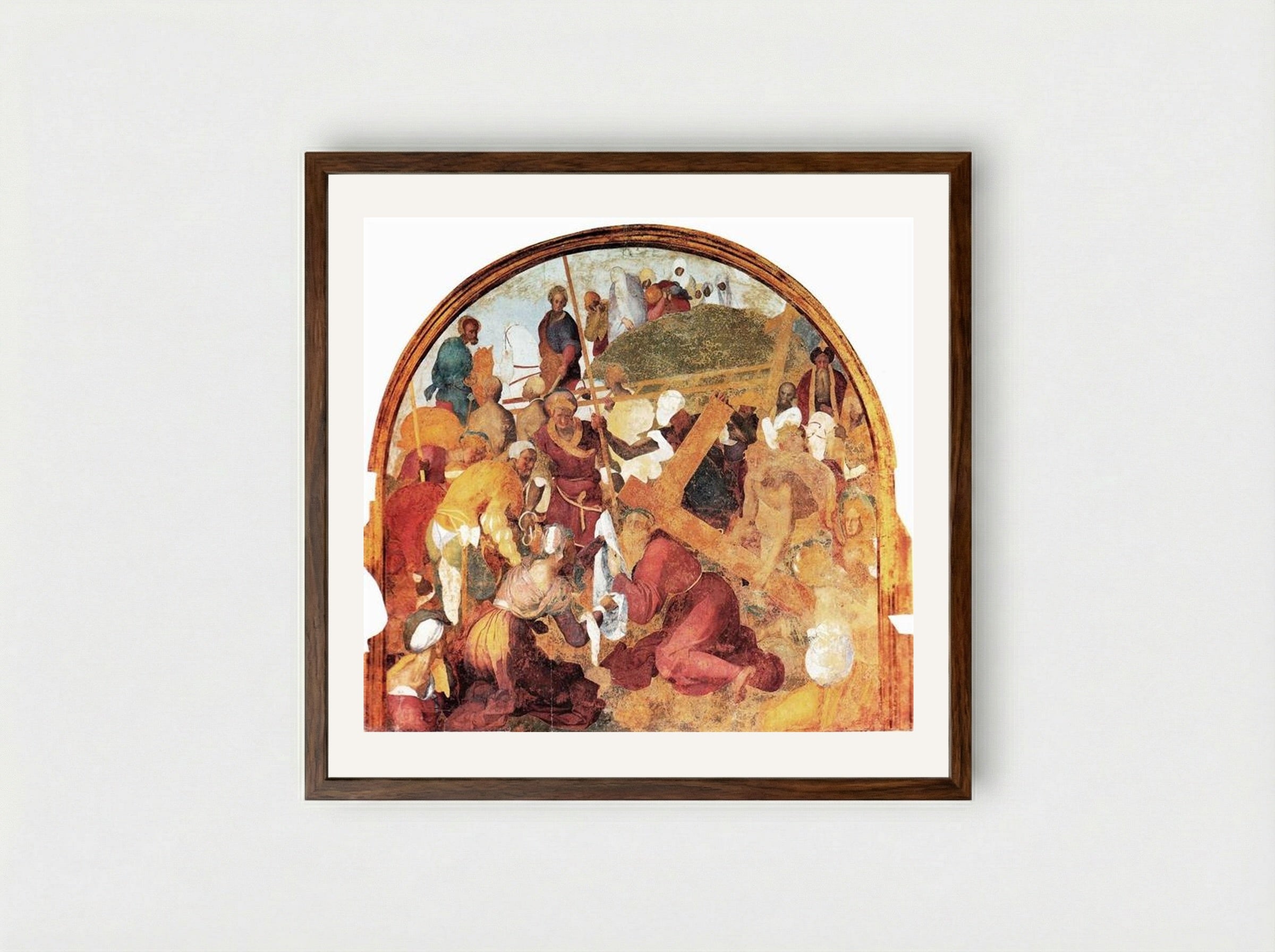 The Ascent to Calvary - Jacopo Pontormo - Framed Print Dark Wood