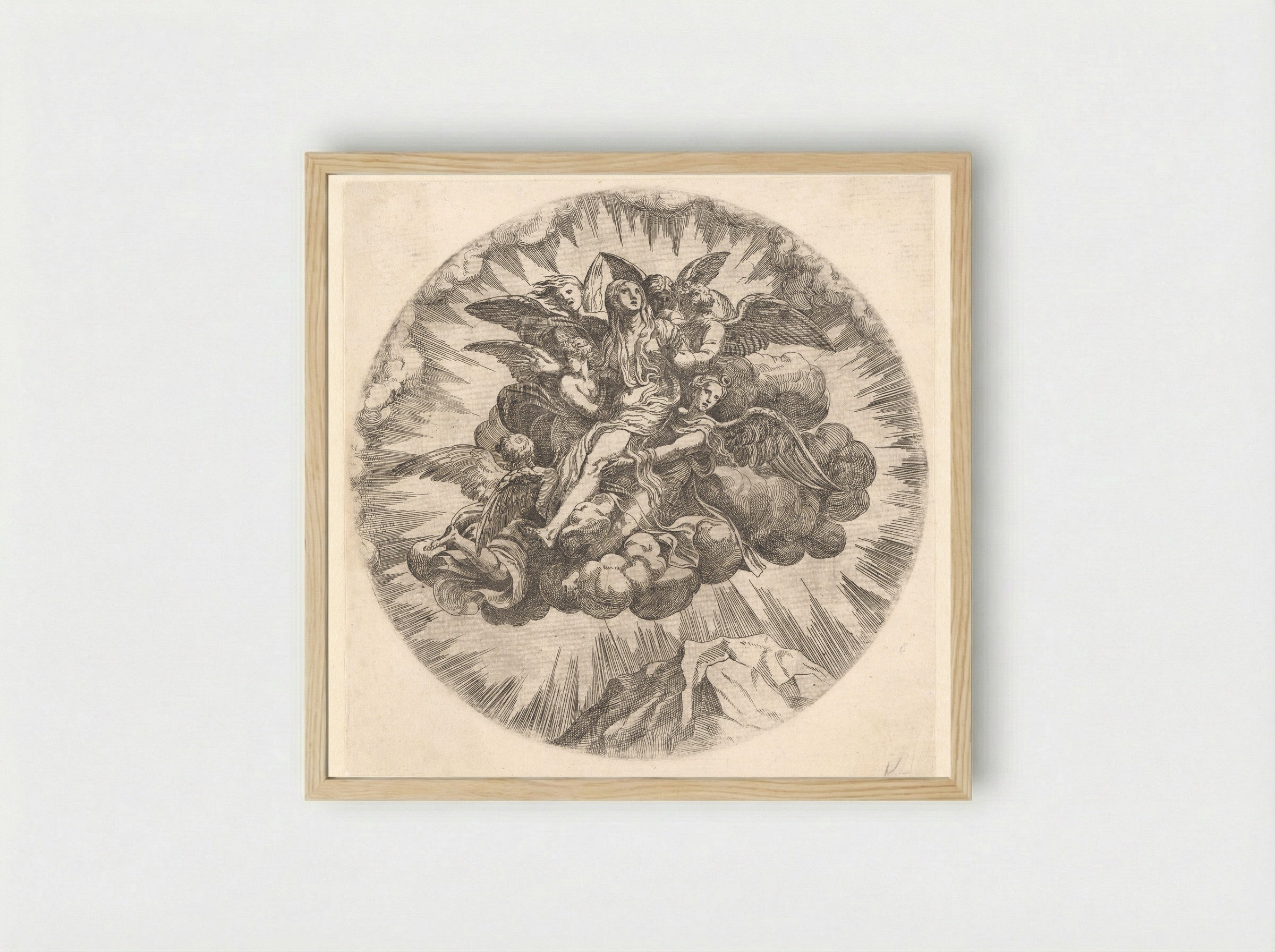 The Assumption of Mary Magdalene - Jean Mignon - Framed Print Wood
