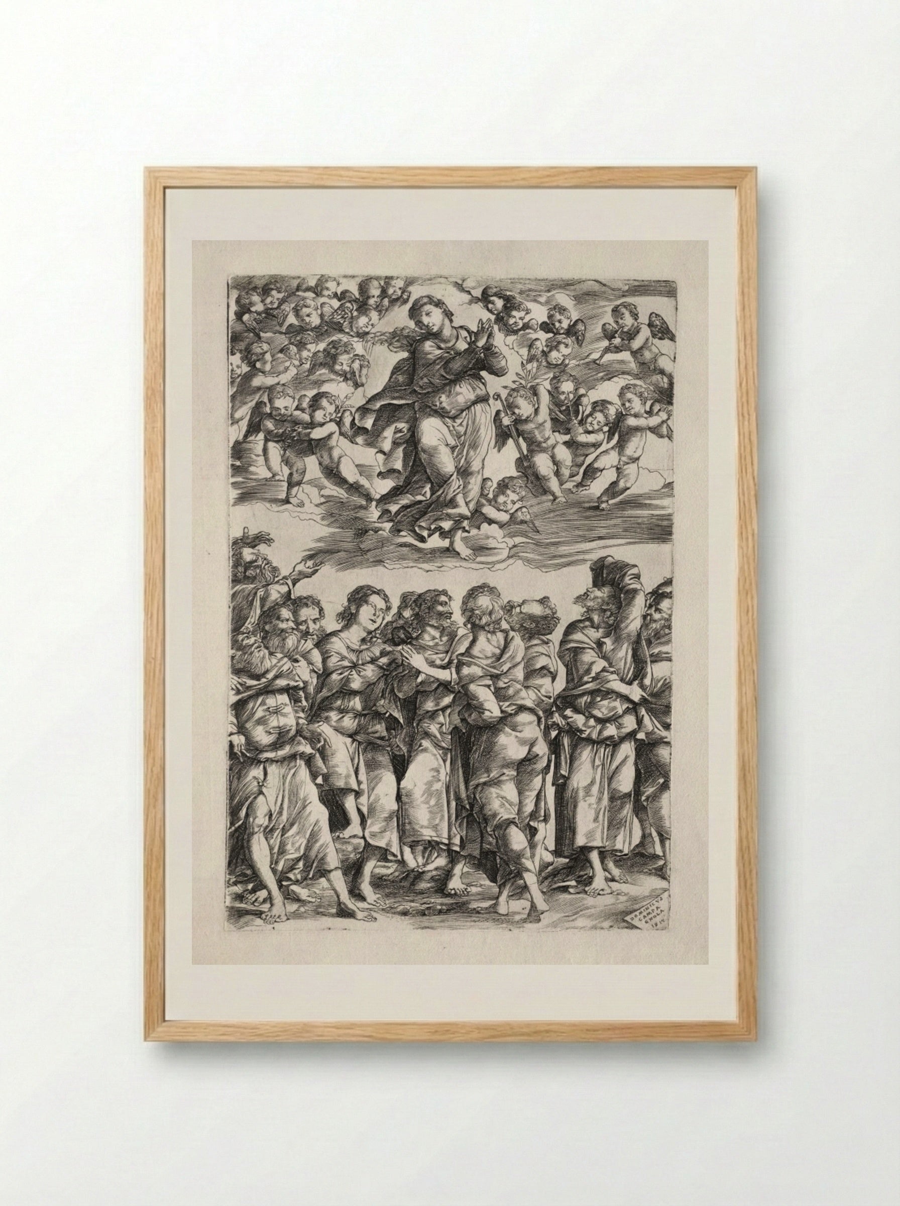 The Assumption of the Virgin - Domenico Campagnola - Framed Print Wood