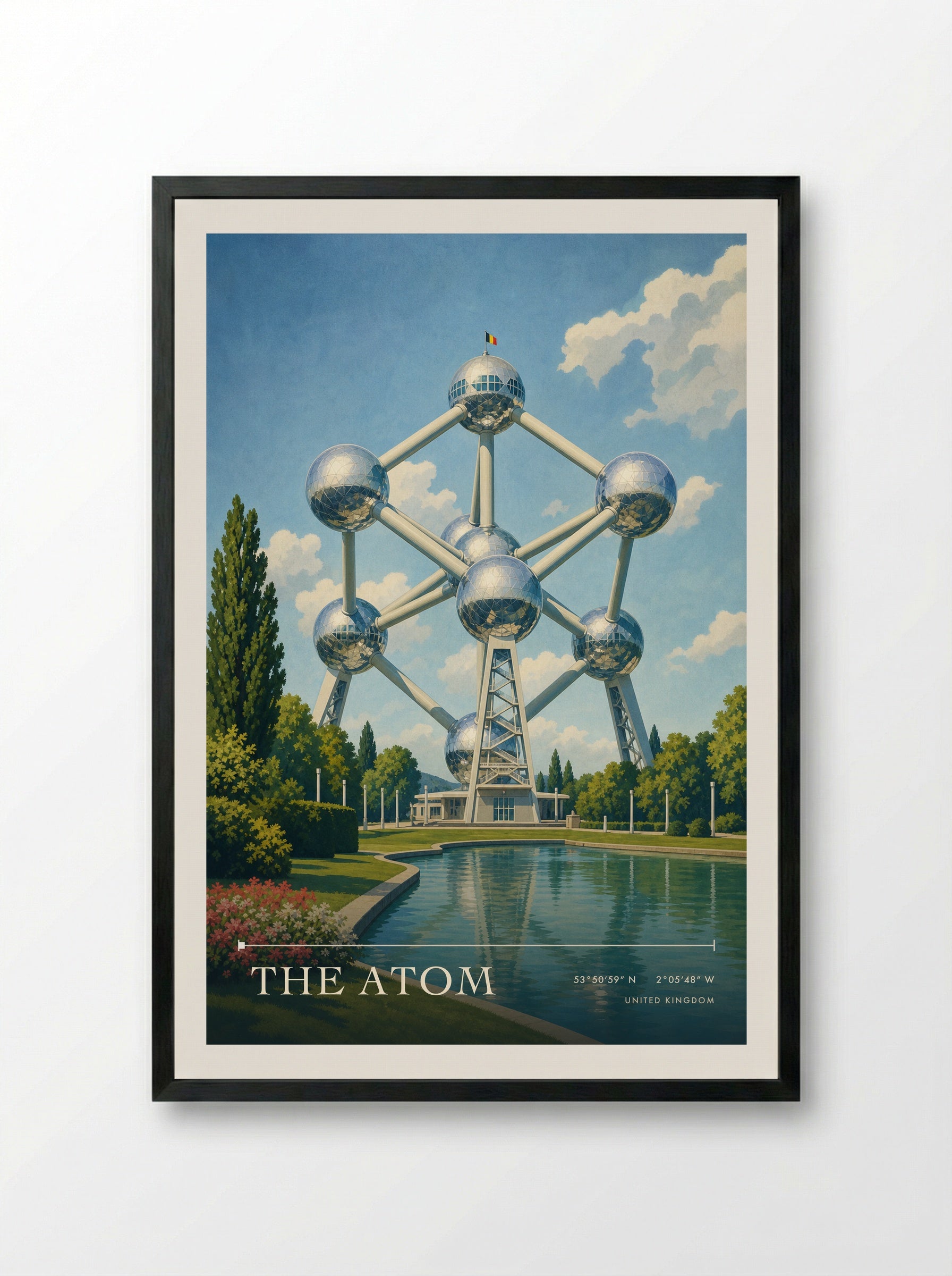 The Atom United Kingdom Travel Poster - Framed Print Black