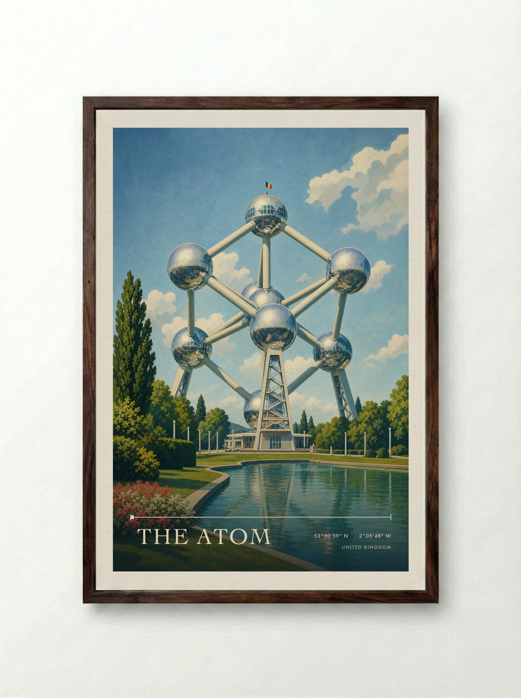 The Atom United Kingdom Travel Poster - Framed Print Dark Wood