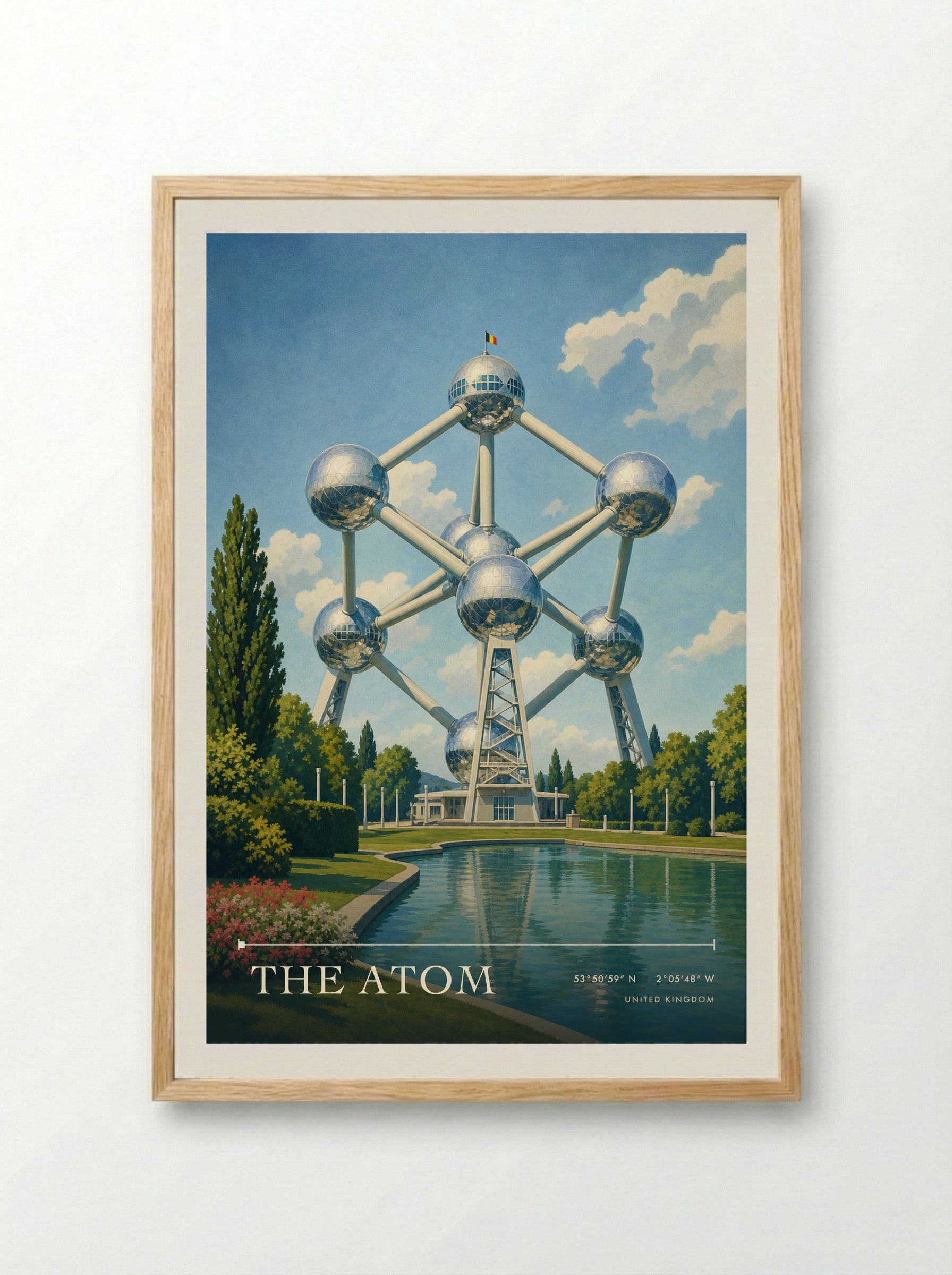 The Atom United Kingdom Travel Poster - Framed Print Wood